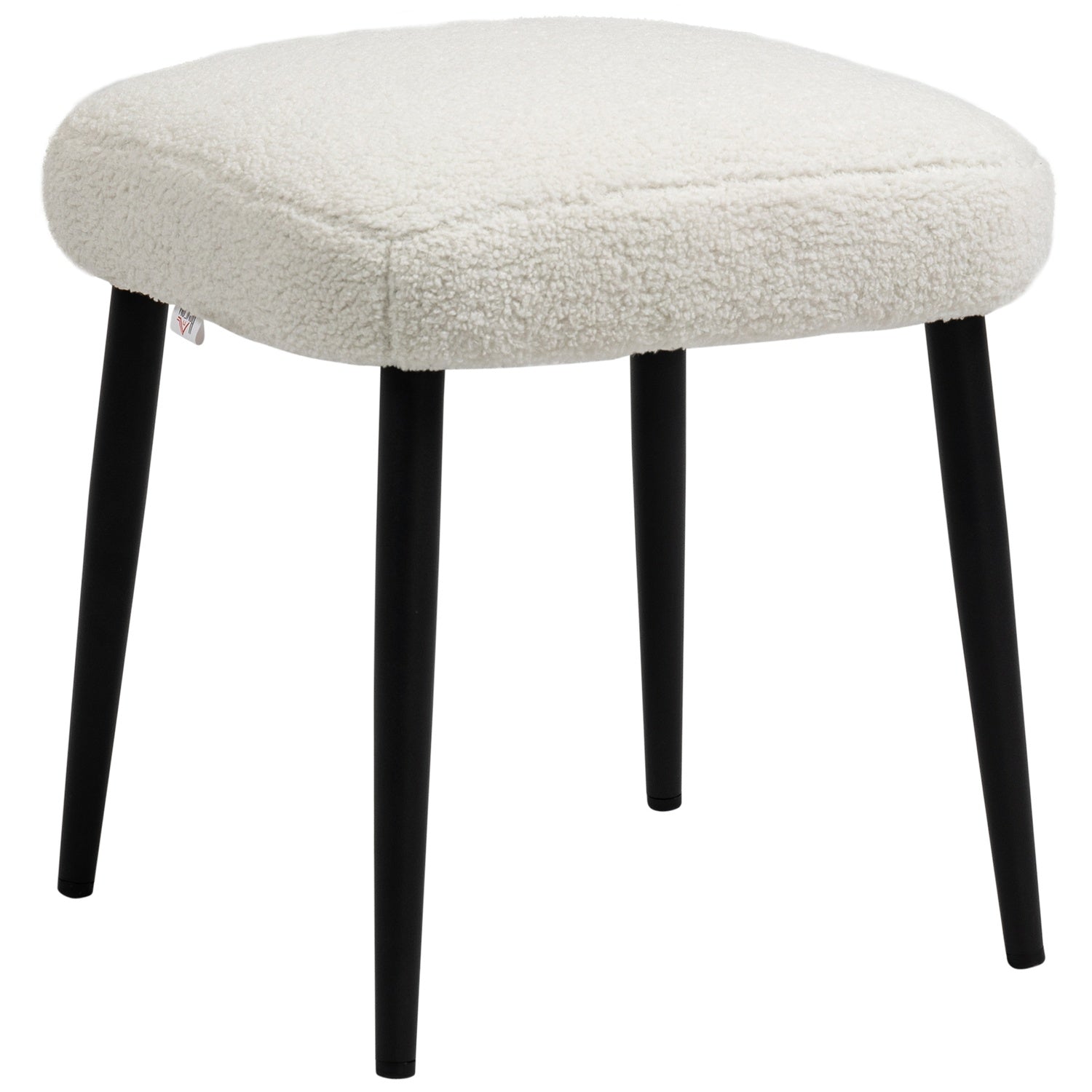 Cream Cashmere-look fotpall med stålben, 42x42x47cm