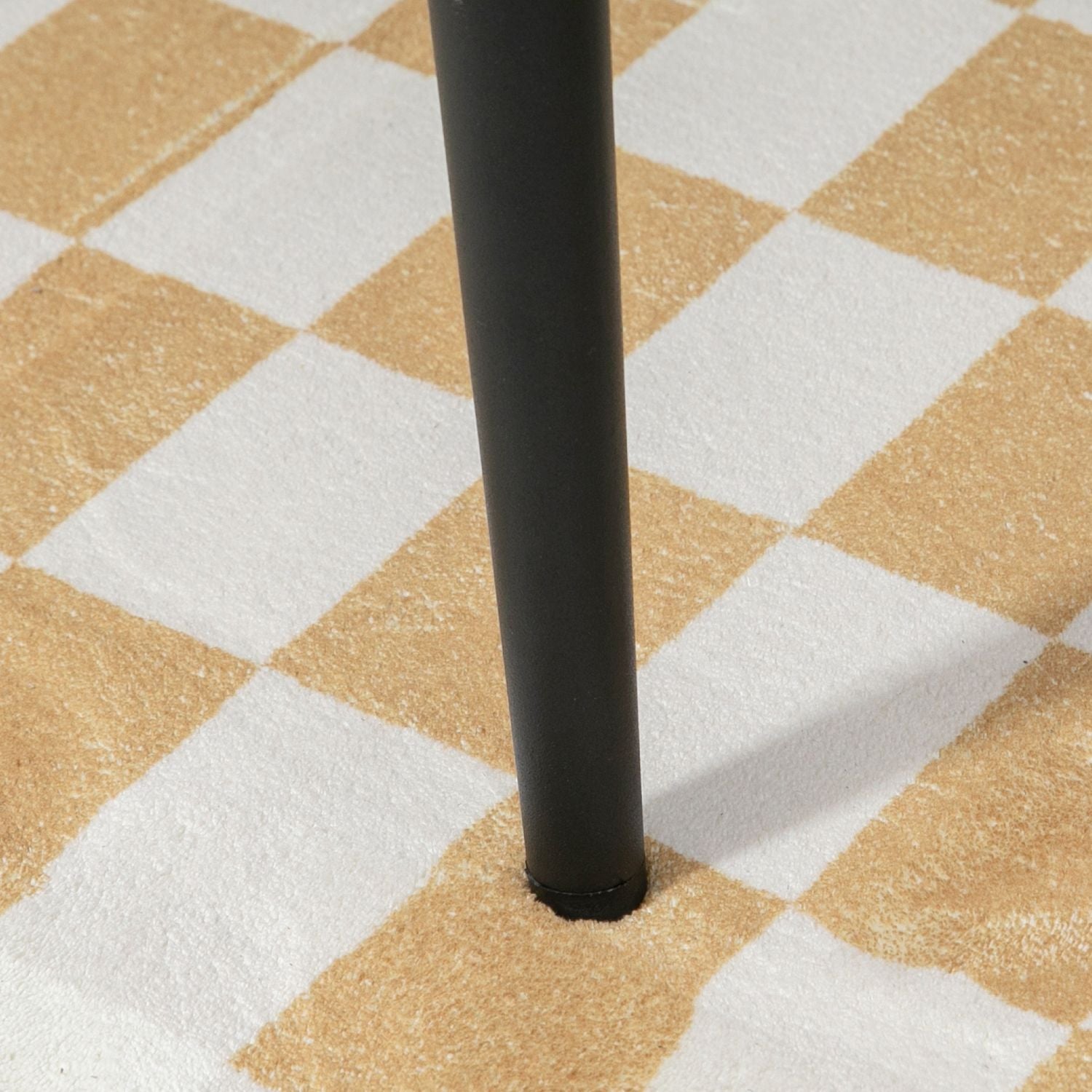 Fyrkantig beige fotpall, kashmirlook, stålben, 42x42x47 cm