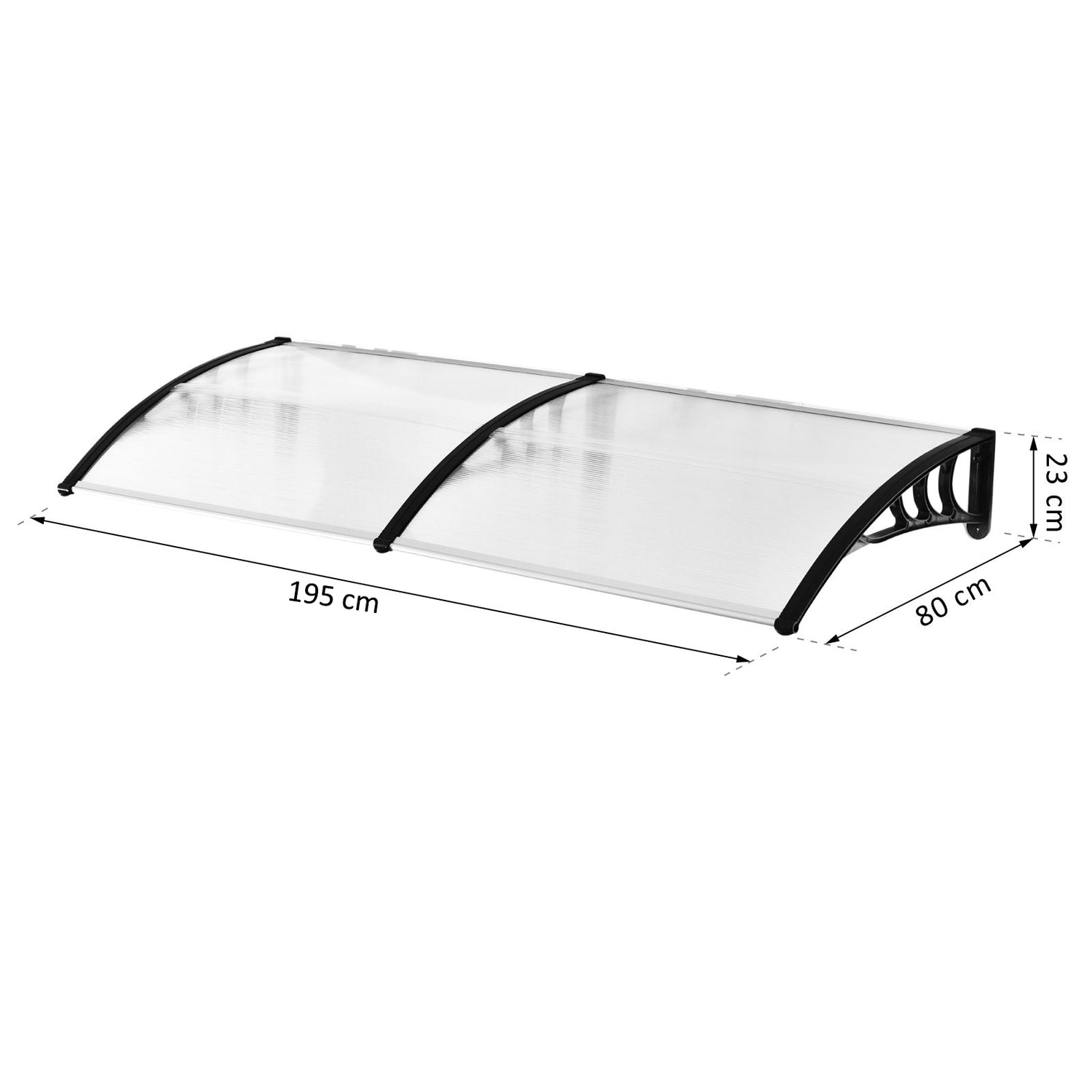 Framdörr aluminiumkapell, 75x195x23 cm, klar polykarbonat