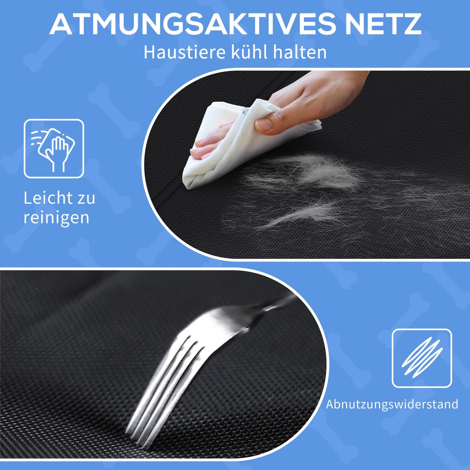 Förhöjd hundsäng utomhus med andningsbart meshskydd