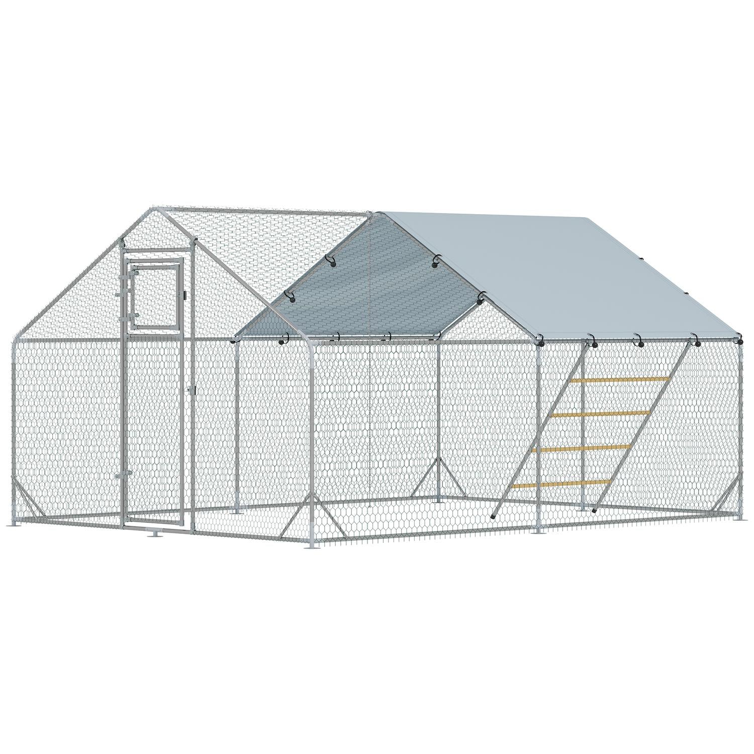 Stål hönsbur – UV-skydd, 300x400x195 cm, 12-18 kycklingar