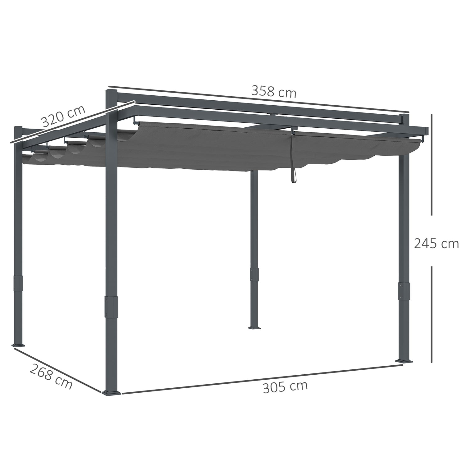 Fristående aluminiumpergola 3,5x3m – Justerbart tak, vintertät