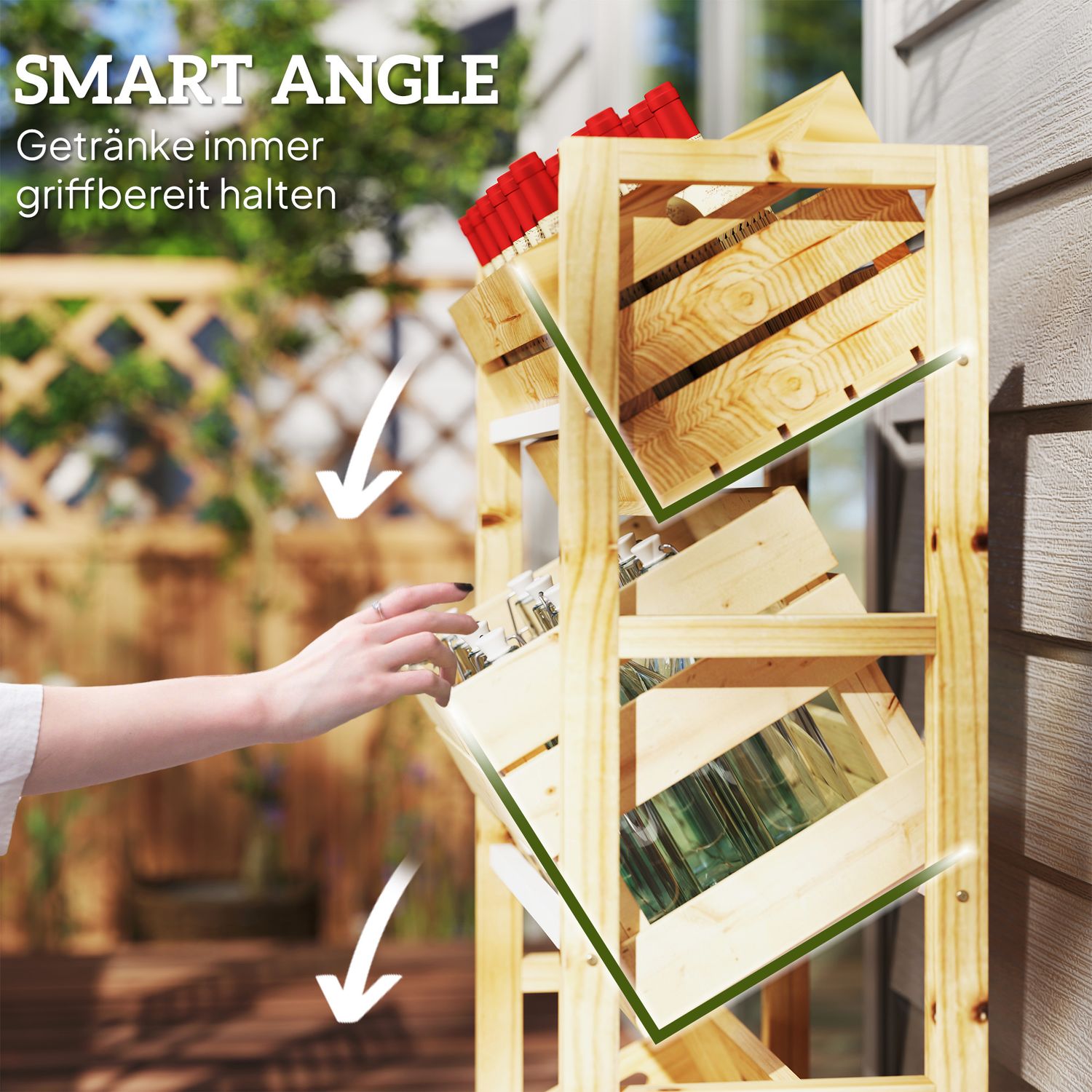 Fristående låda i trä, rymmer 3, 150 kg kapacitet