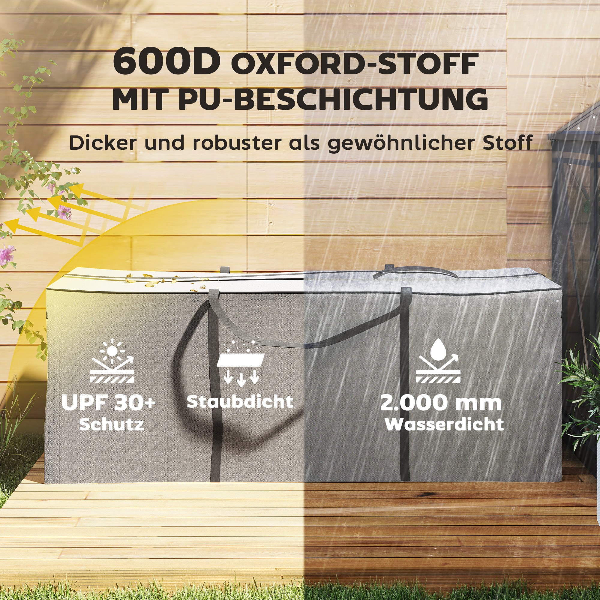 Vattentät 600D Oxford Cushion Storage Bag, 200x60x75cm