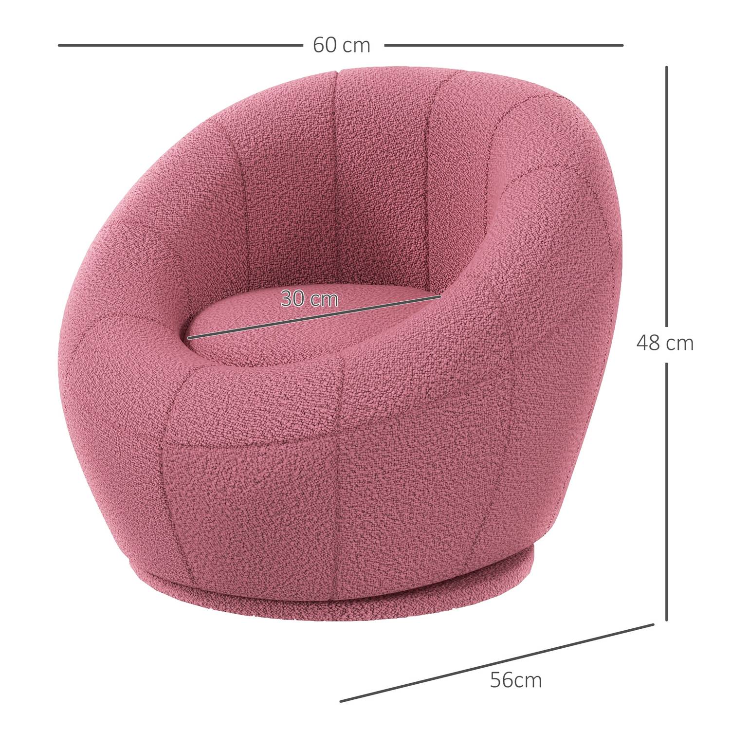 Roterbar rosa plysch loungefåtölj, 120 kg kapacitet