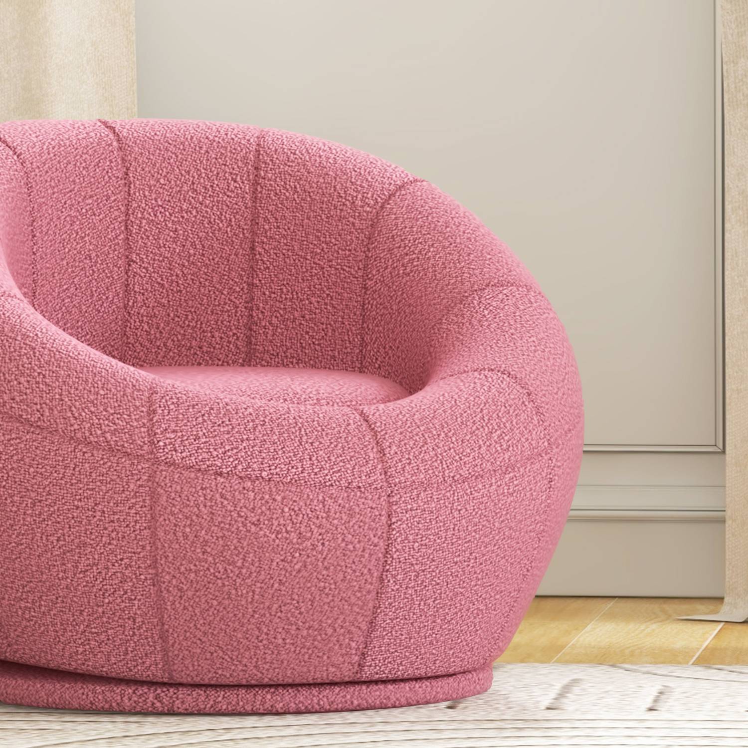 Roterbar rosa plysch loungefåtölj, 120 kg kapacitet