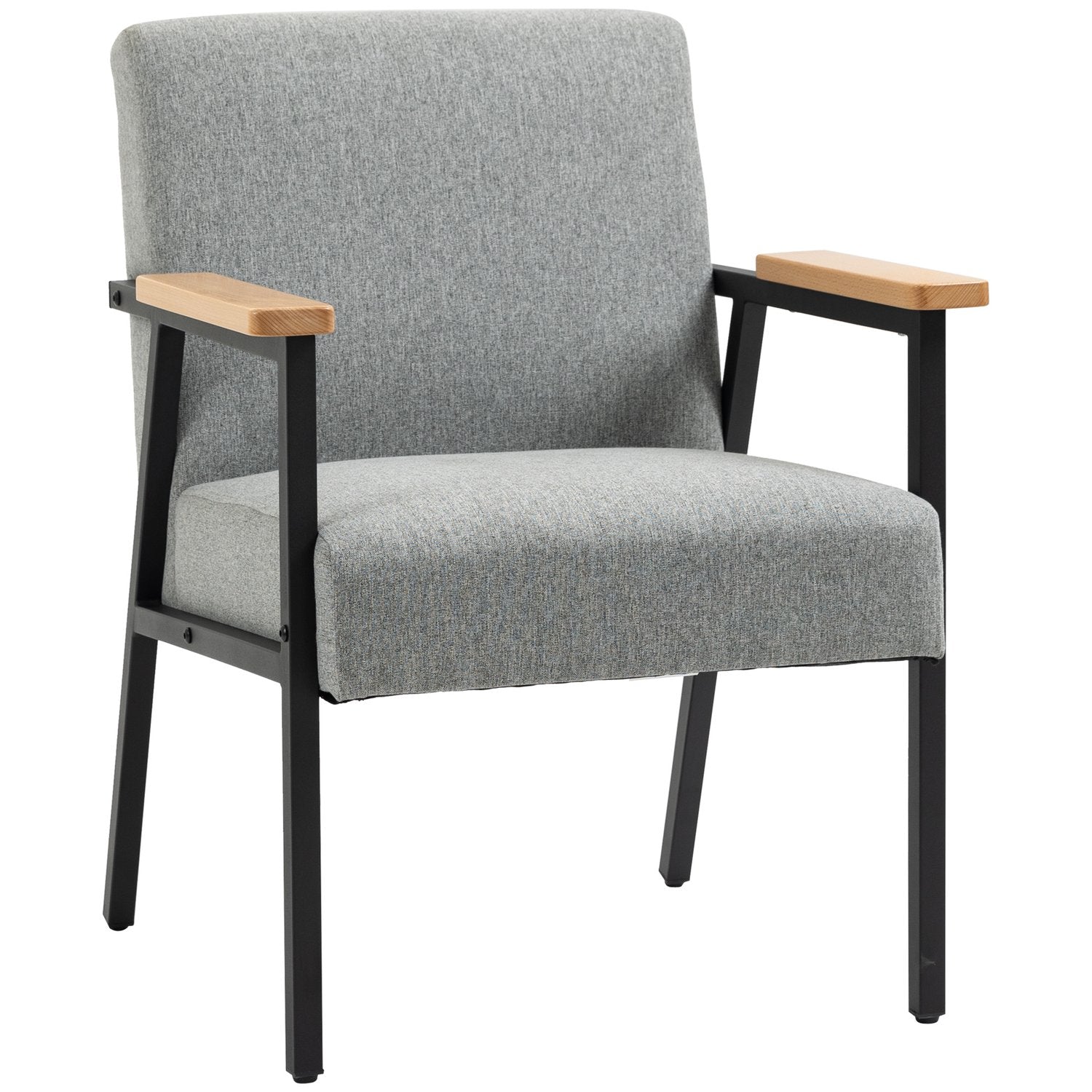 Fåtölj i grå linnelook – Wingback, avkoppling, 64,5x70x83,5 cm