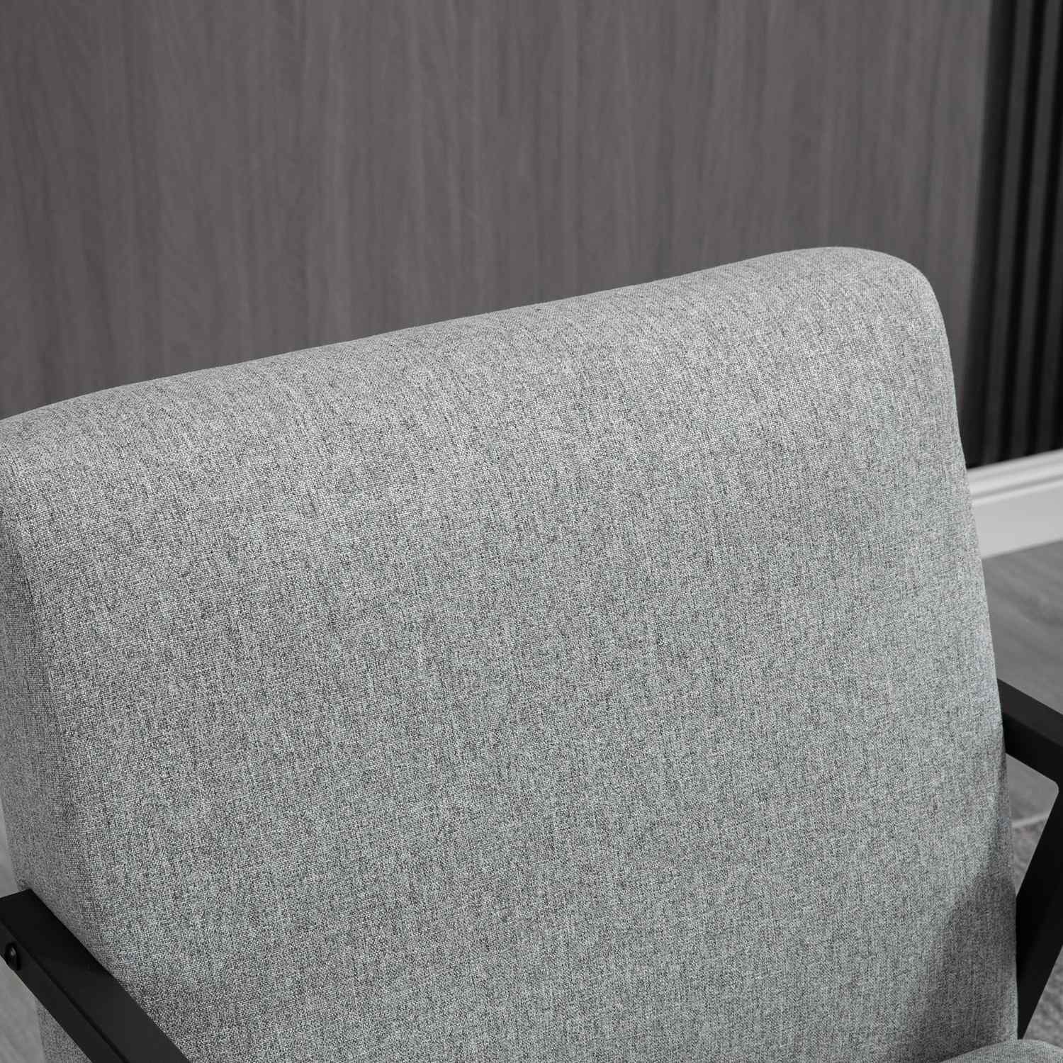 Fåtölj i grå linnelook – Wingback, avkoppling, 64,5x70x83,5 cm
