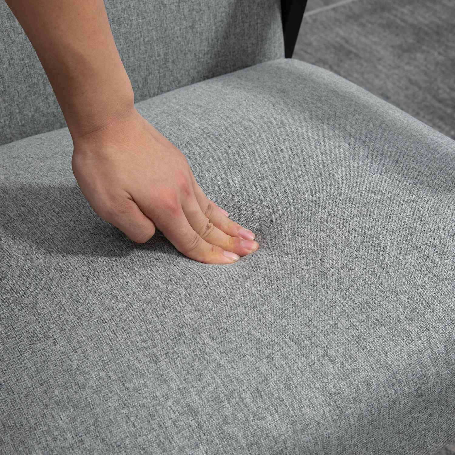 Fåtölj i grå linnelook – Wingback, avkoppling, 64,5x70x83,5 cm