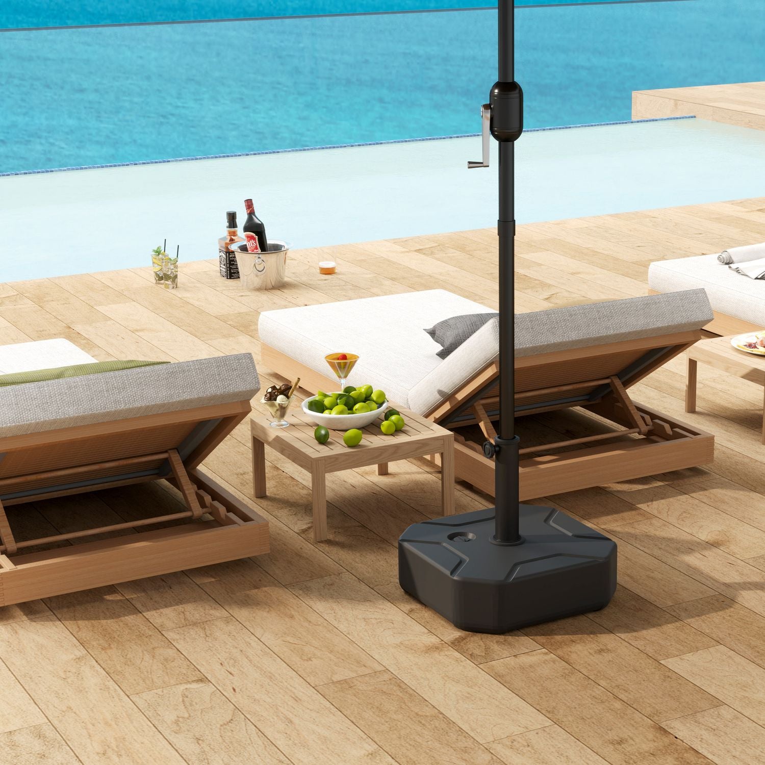 Fyrkantigt paraplyställ, 25 kg fyllbar bas, 38/48 mm rör