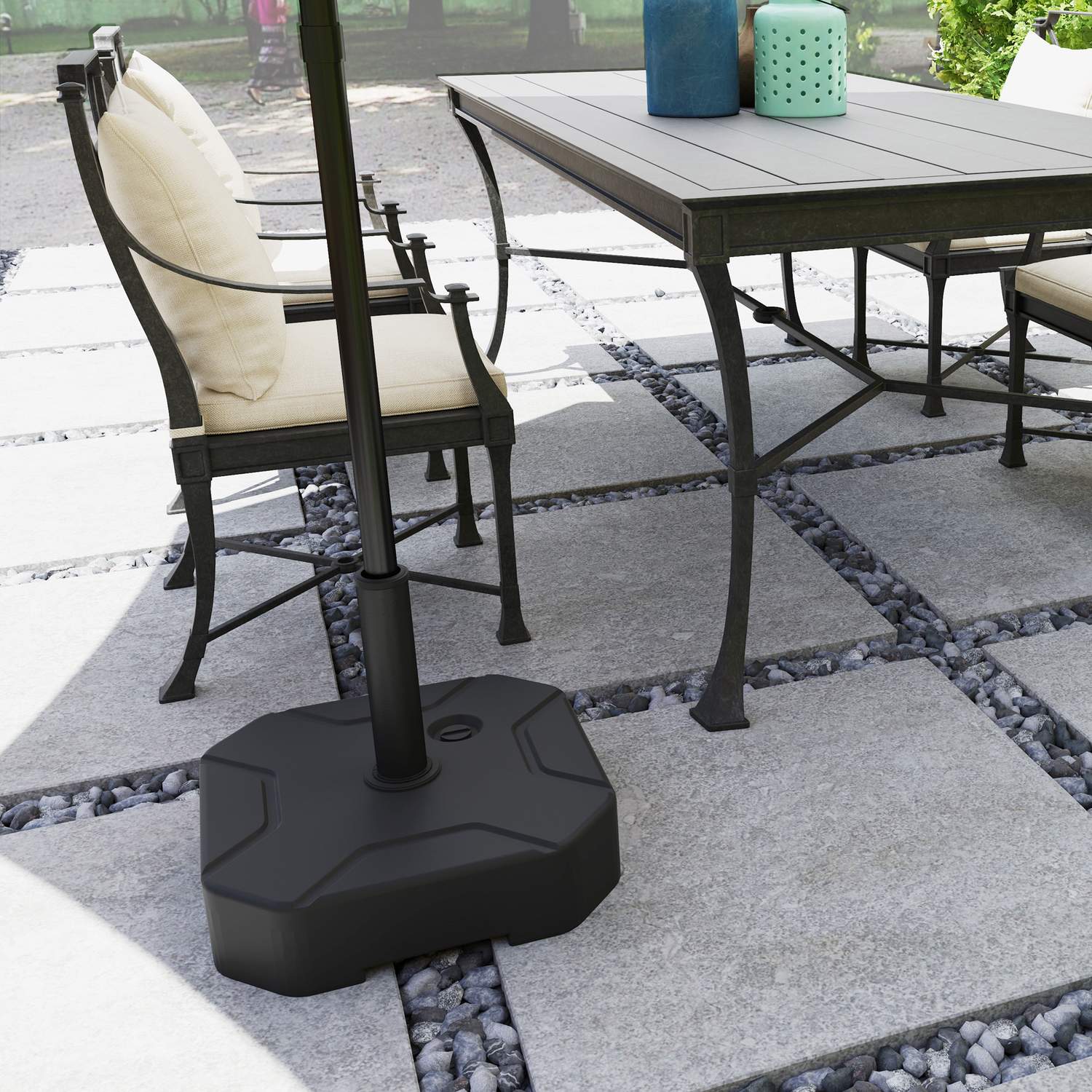 Fyrkantigt paraplyställ, 25 kg fyllbar bas, 38/48 mm rör