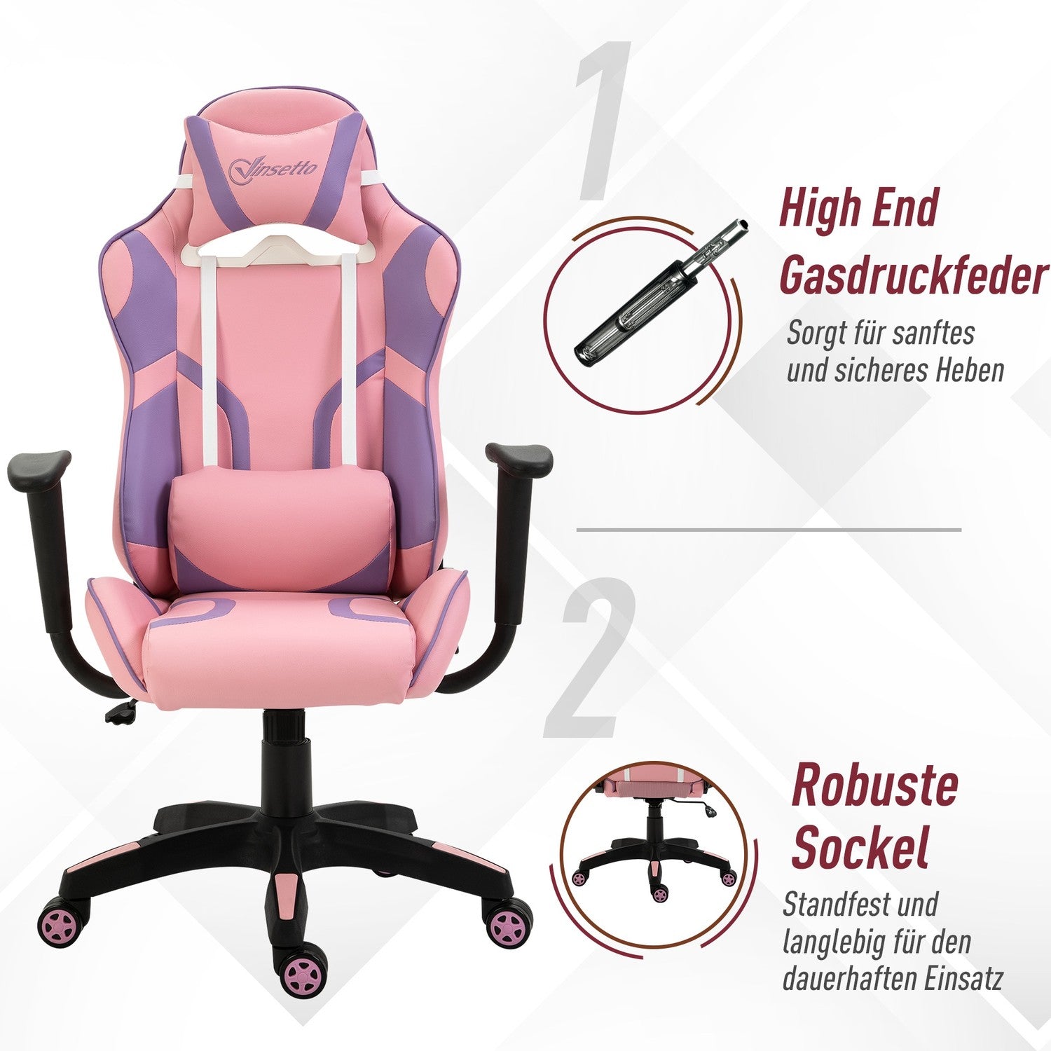 Ergonomisk spelstol med justerbar massagekudde