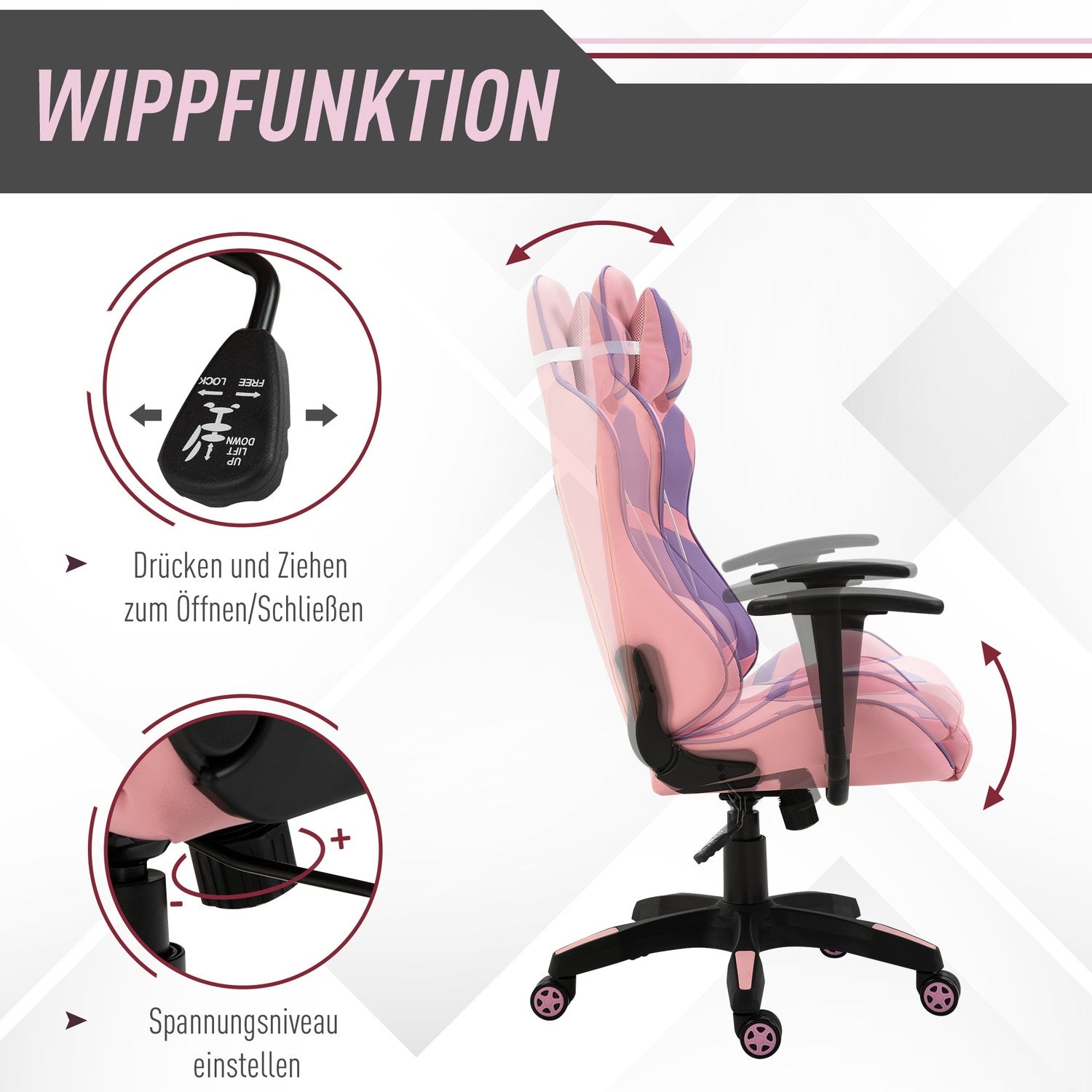 Ergonomisk spelstol med justerbar massagekudde