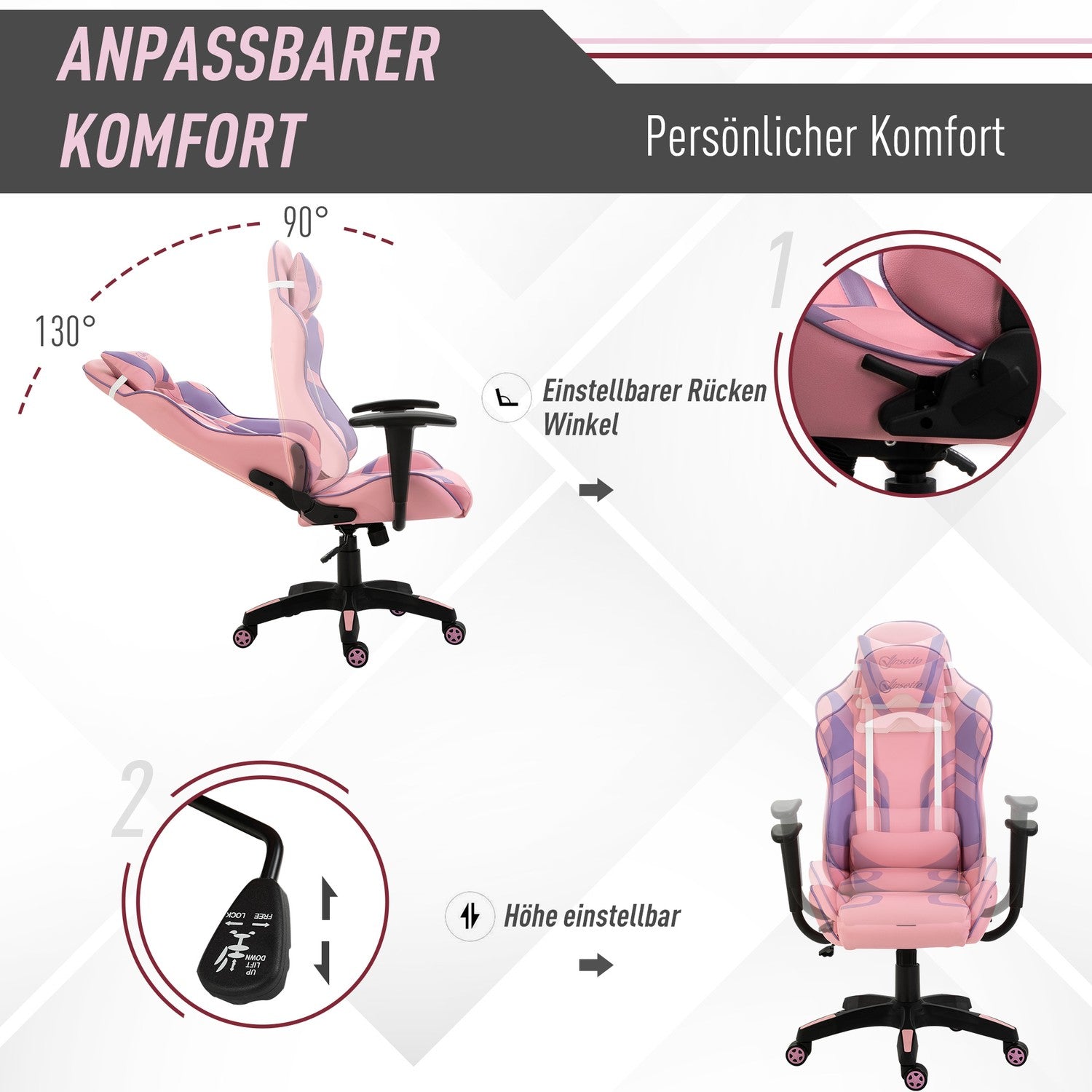 Ergonomisk spelstol med justerbar massagekudde