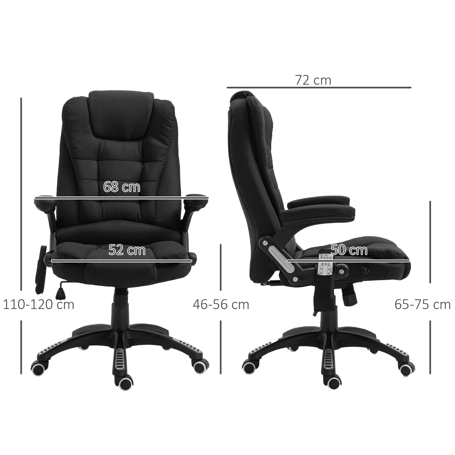 Gaming Kontorsstol med massage, justerbar höjd, svart
