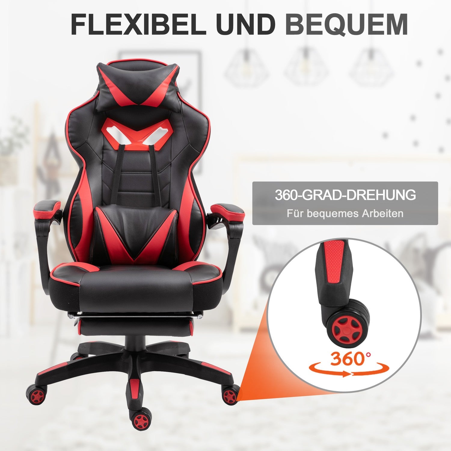 Gaming Kontorsstol med massage – justerbar, konstläder