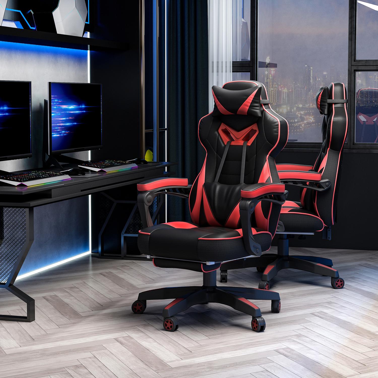 Gaming Kontorsstol med massage – justerbar, konstläder