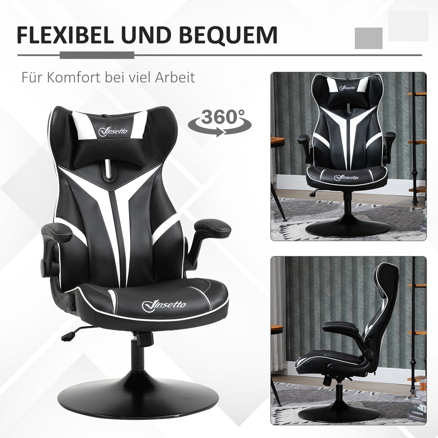 Ergonomisk spelstol, vippfunktion, höjdjusterbar