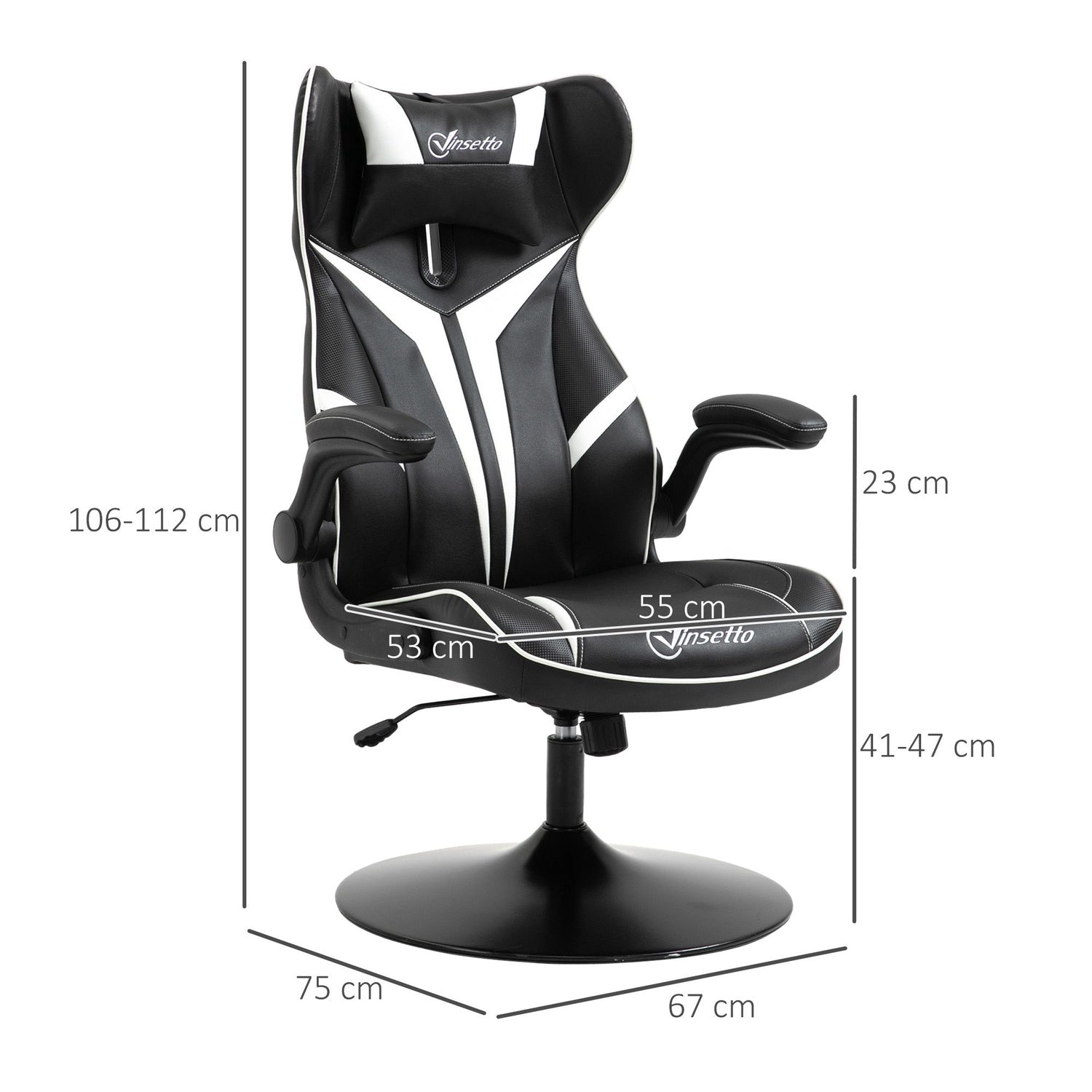 Ergonomisk spelstol, vippfunktion, höjdjusterbar