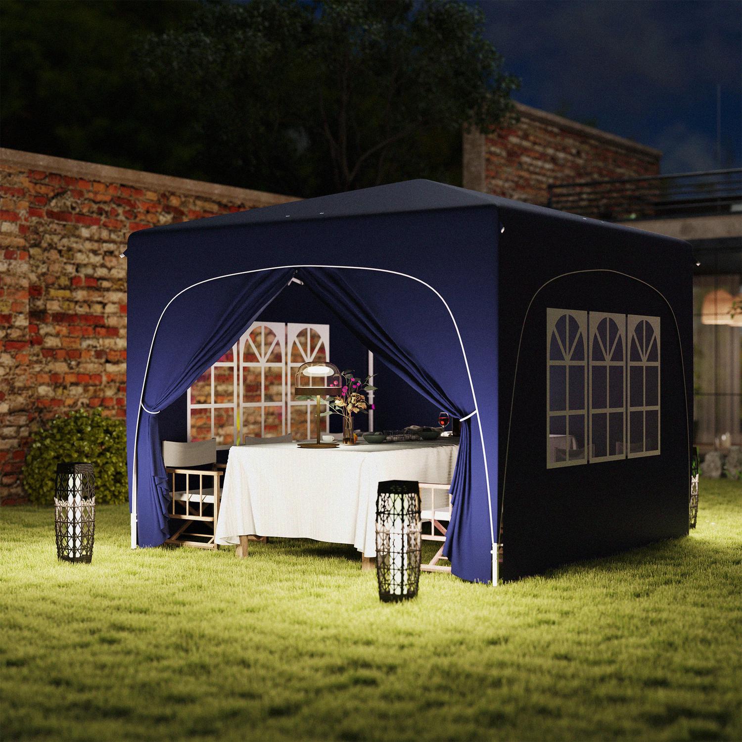 3x3m väderbeständig Pop-Up Gazebo, UV50+, Mörkblå