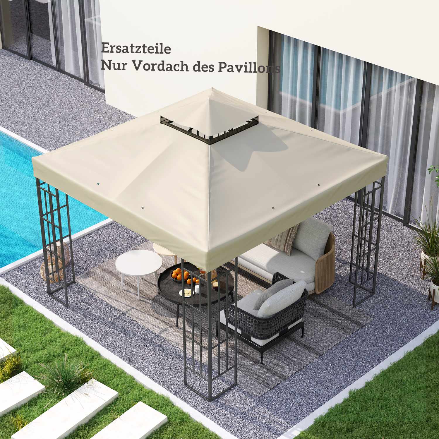 Gazebo Takbyte 3x3m, Vattentålig, Gräddvit