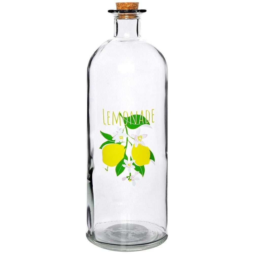 Glasflaska med Citronmotiv och Kork, 1 Liter