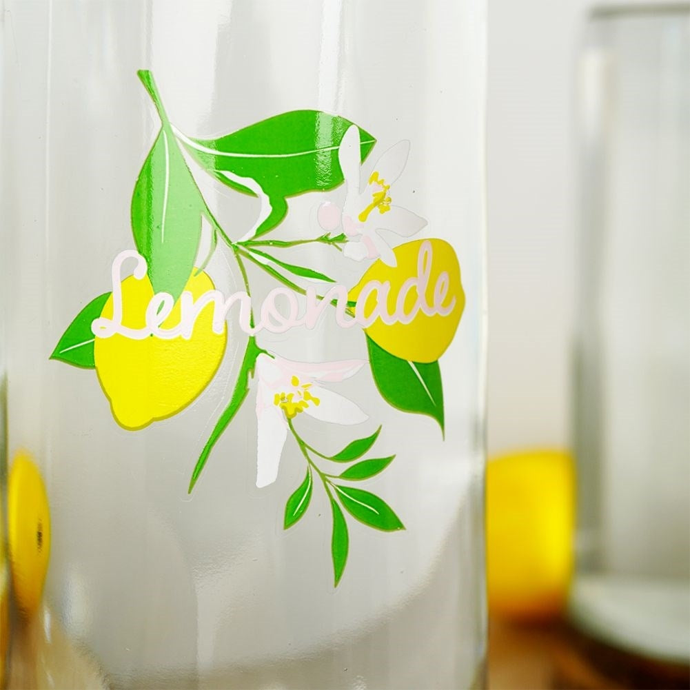 Glasflaska med Citronmotiv och Kork, 1 Liter