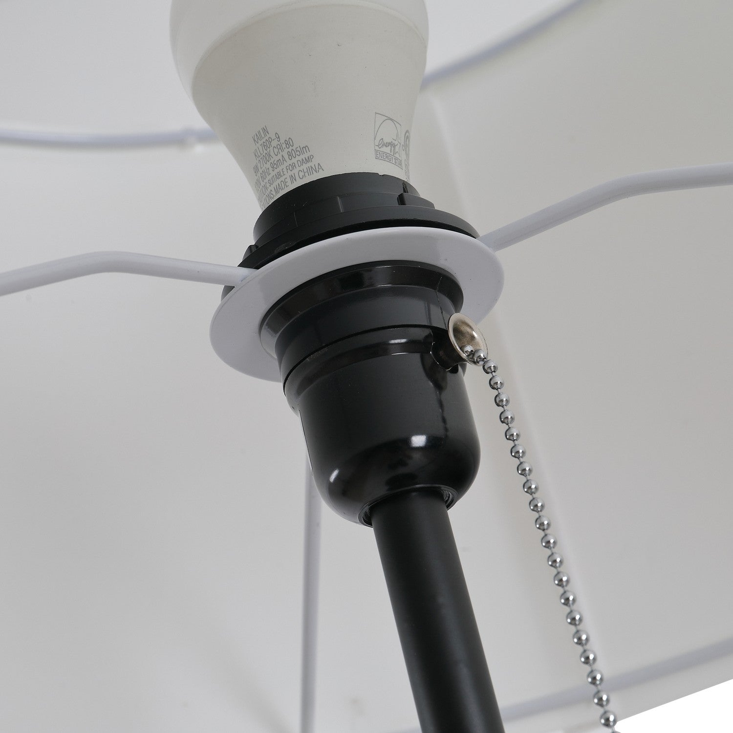 Modern svart & vit golvlampa E27, stål & polyester