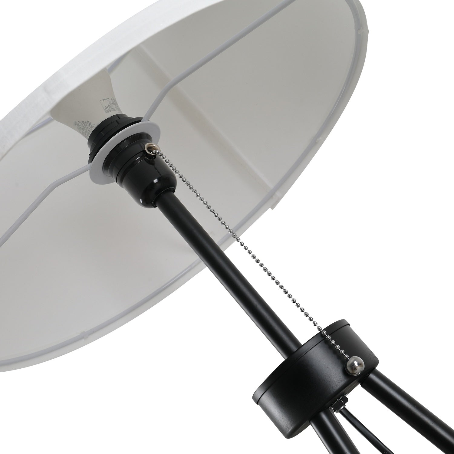 Modern svart & vit golvlampa E27, stål & polyester