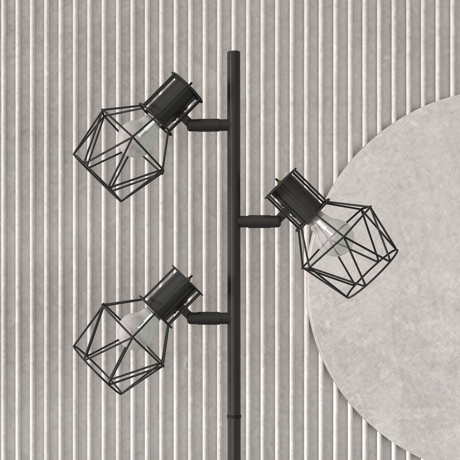 Golvlampa med 3 justerbara huvuden, 169 cm svart metall