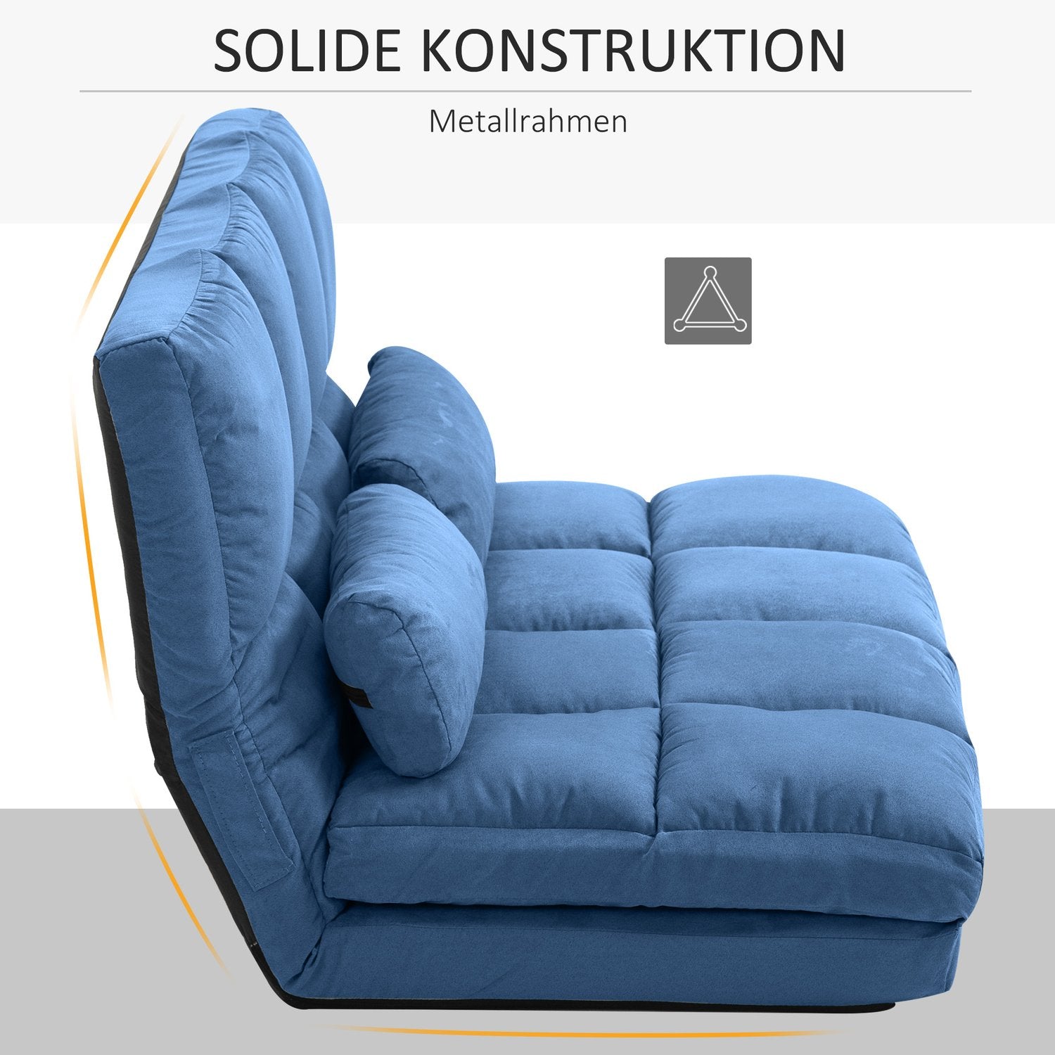 Konvertibel golvstolsäng, 3-positionsjusterbar, sammetsblå