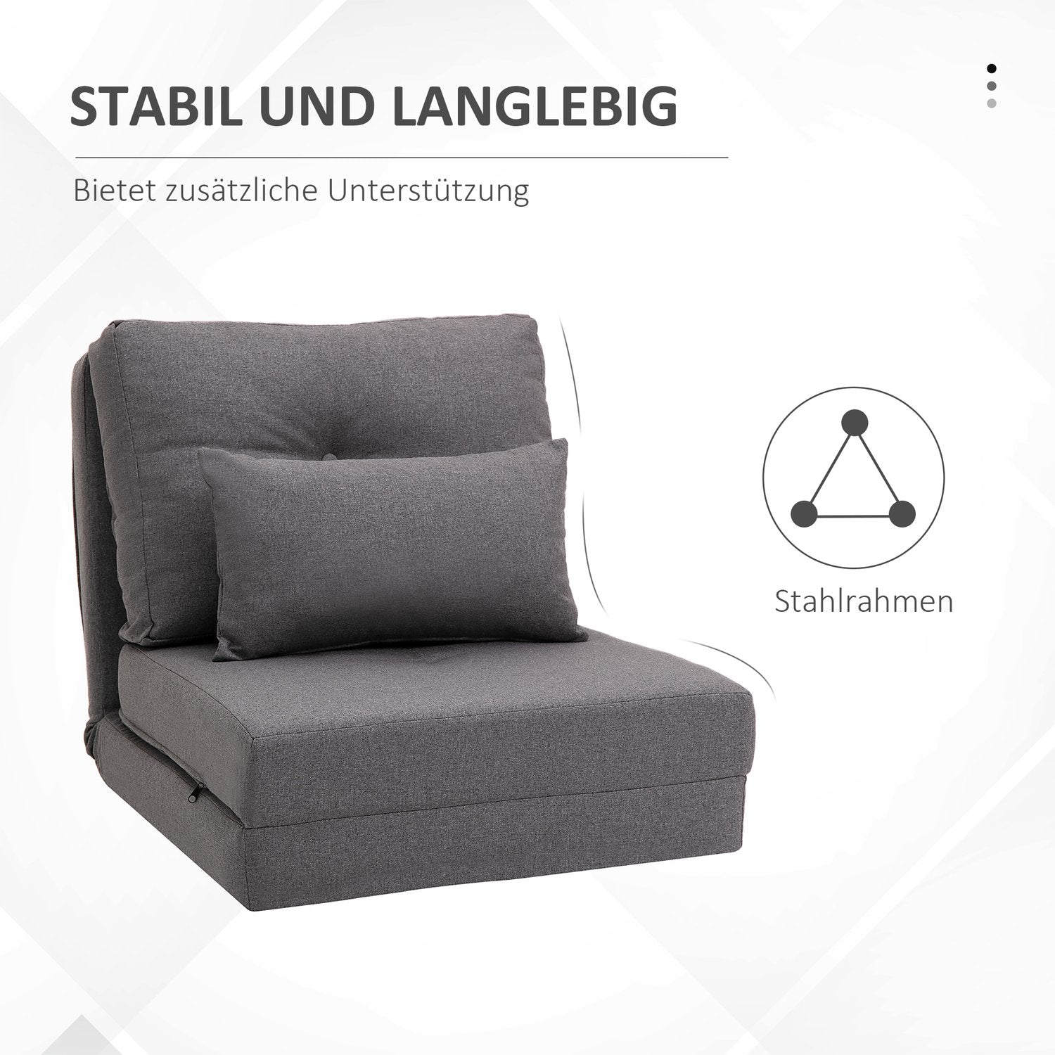 Justerbar hopfällbar bäddsoffa Stol med kuddar – Linne