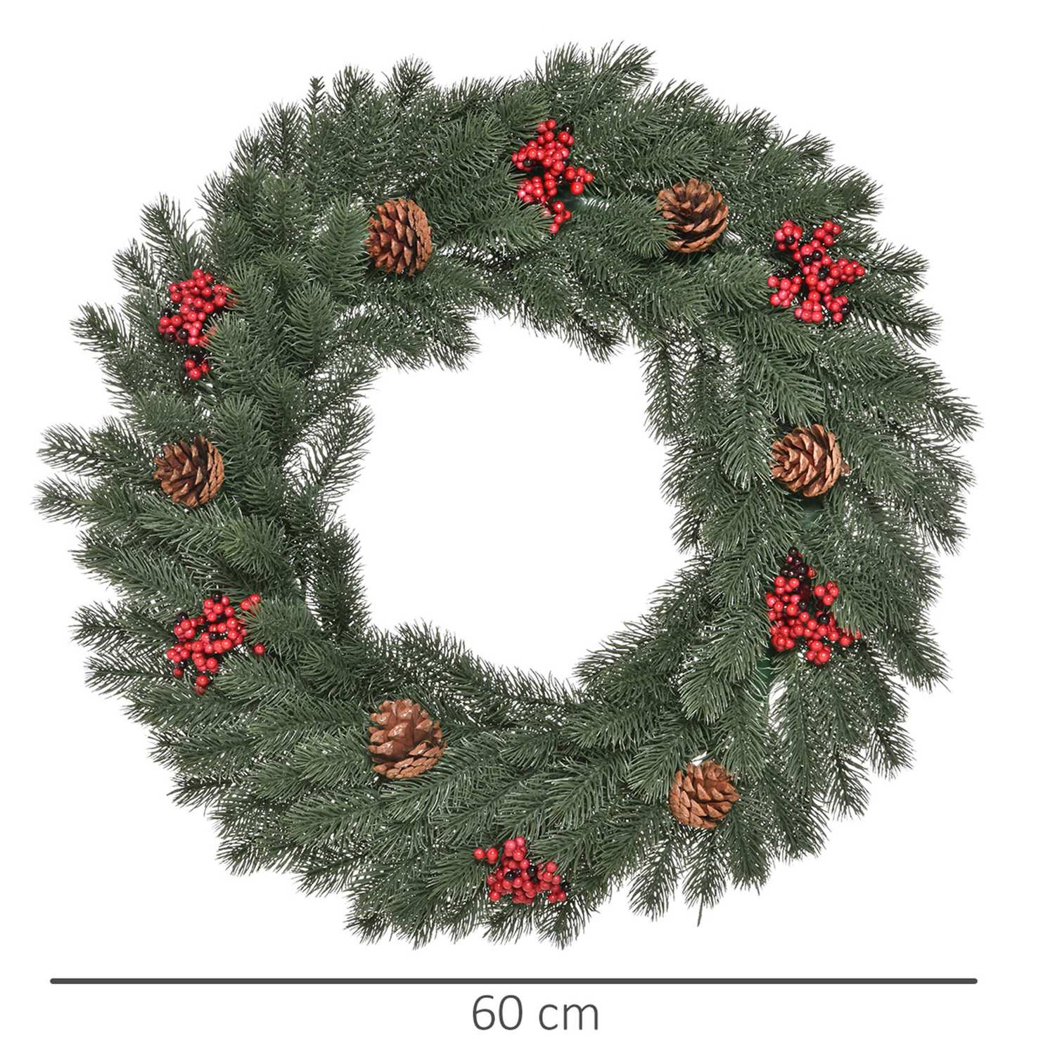 Julgransdörrkrans – 60 cm, grön med hängande ögla