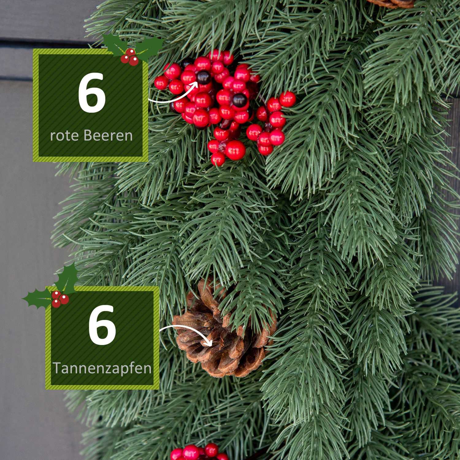 Julgransdörrkrans – 60 cm, grön med hängande ögla