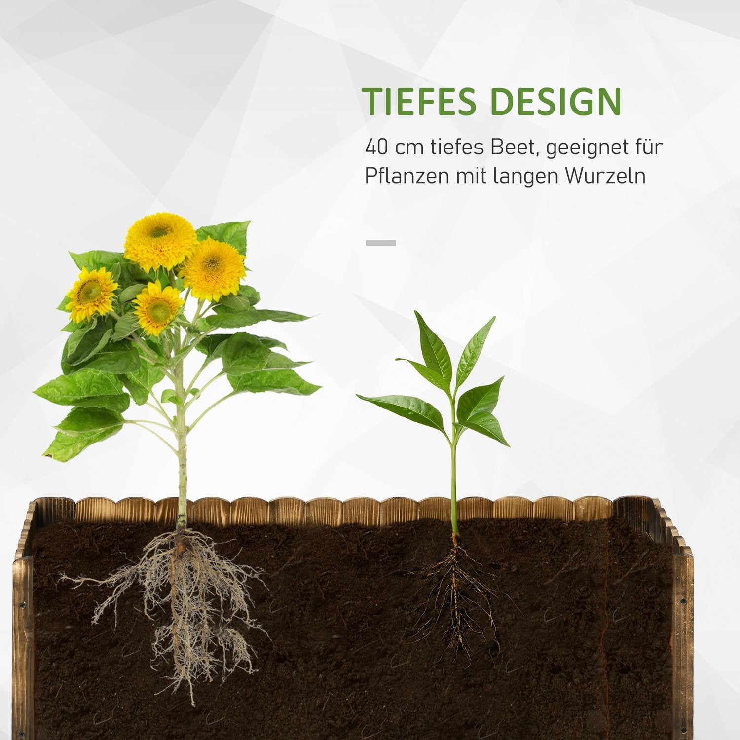 Granwood Upphöjd planteringslåda för örter, grönsaker, blommor – 120 x 40 x 40 cm