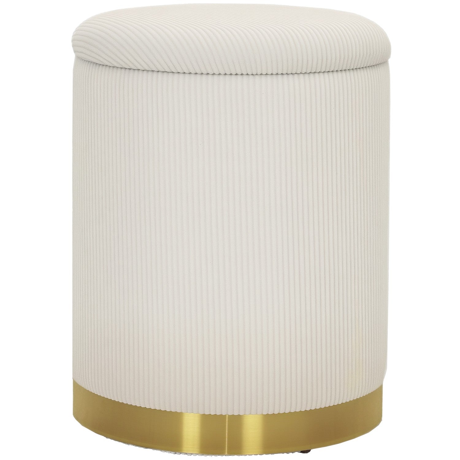 Gräddvit stoppad förvaringspall med stålbas