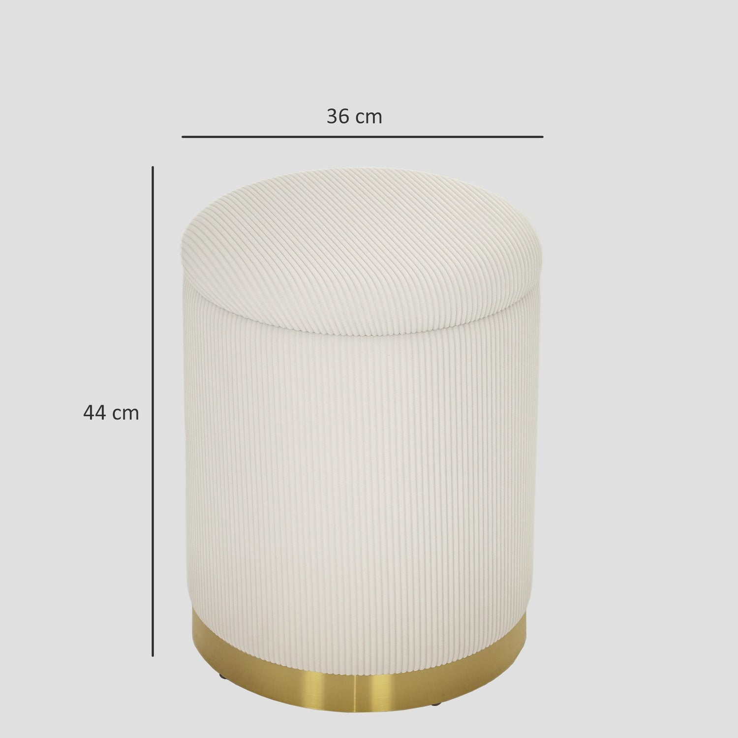 Gräddvit stoppad förvaringspall med stålbas