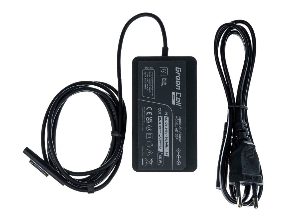 Green Cell PRO 1706 Laddare för bärbar dator, 65W, 15V, 4A för Microsoft Surface, Pro, Book, Go