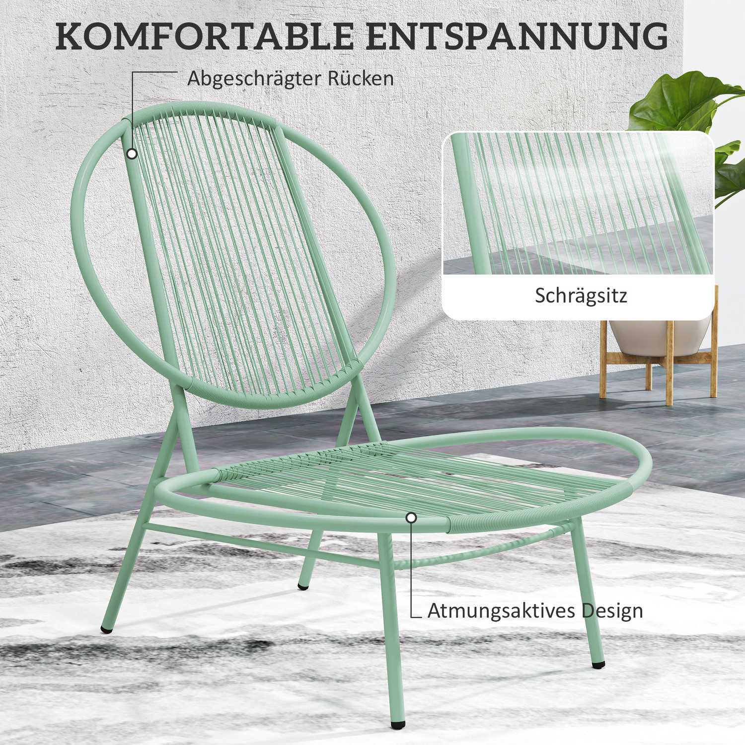 Green Steel Bistro Set – väderbeständiga, ergonomiska stolar