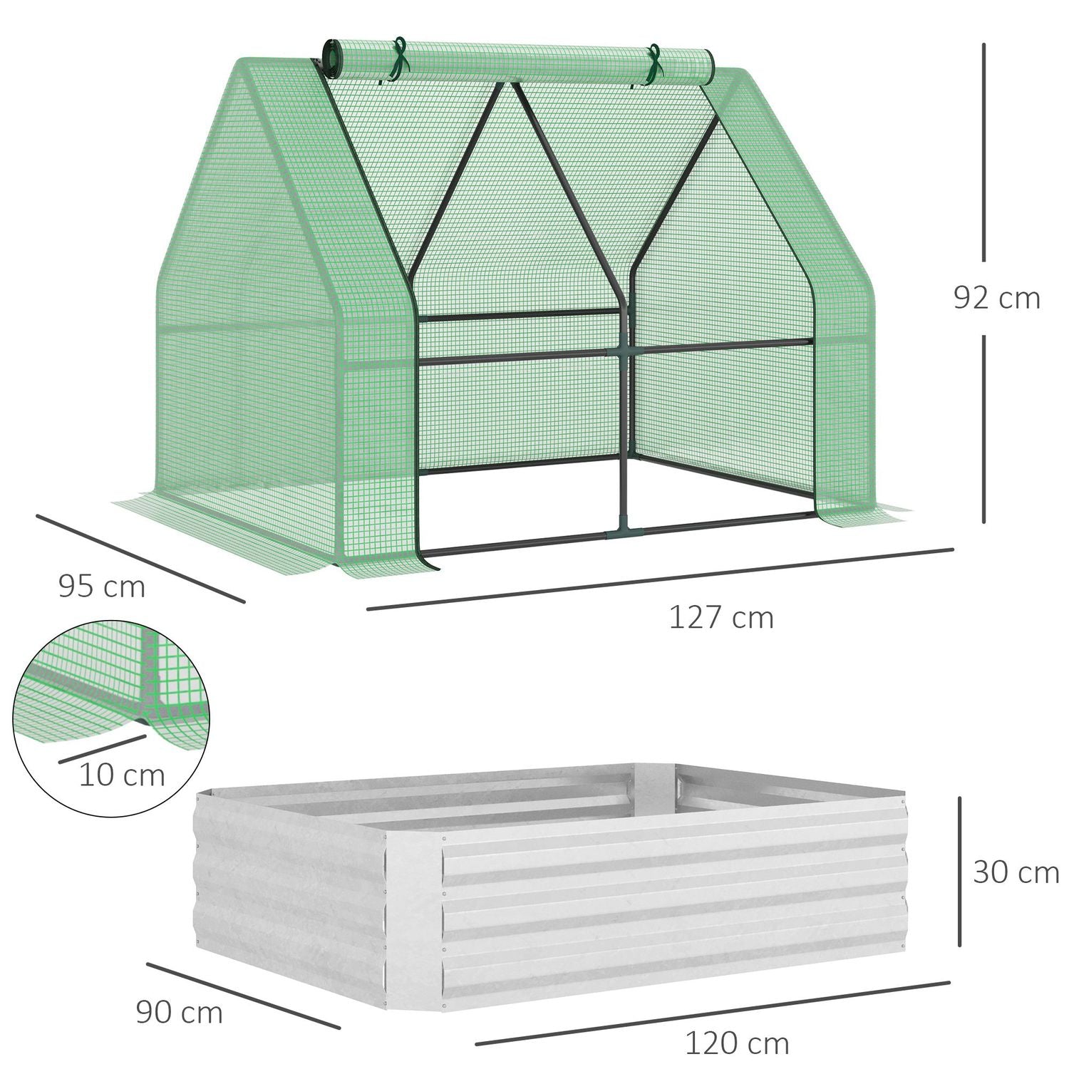 Greenhouse Cold Ram, Roll-Up-dörr, Grön, 127x95x92 cm