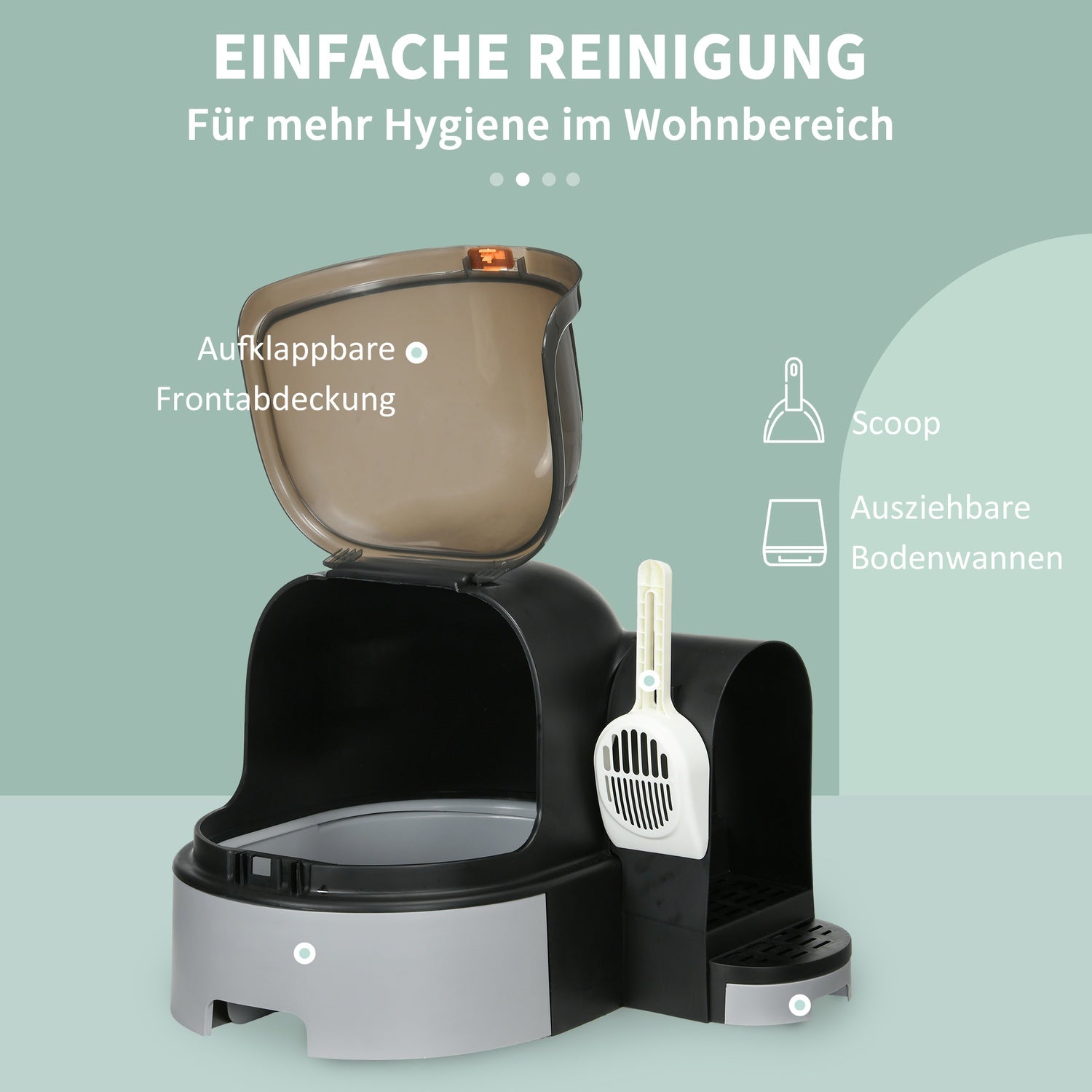 Grey Cat House: Toalett med huva och dubbla brickor, passar upp till 4 kg