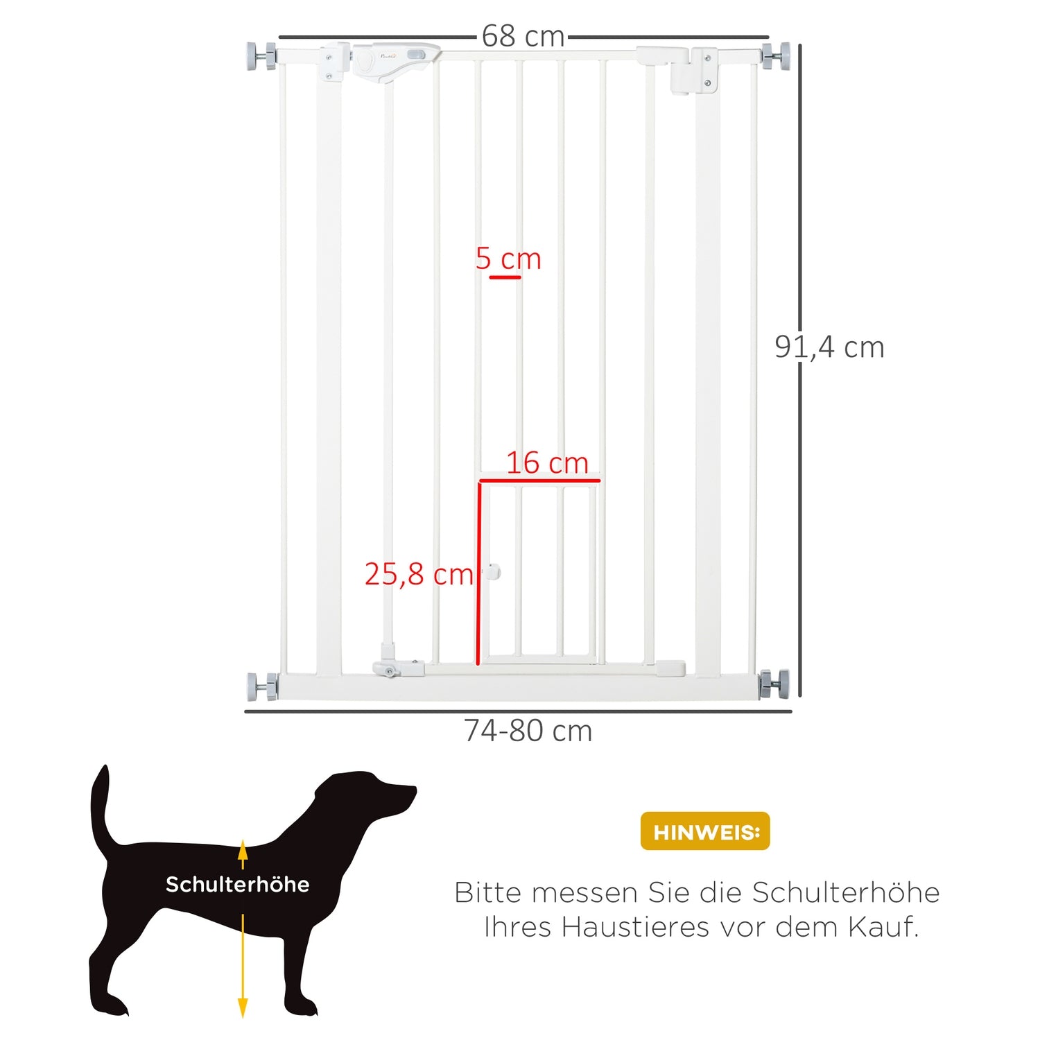 Grind för hundar och bebisar – ingen borrmaskin, automatisk stängning, 74-80 cm