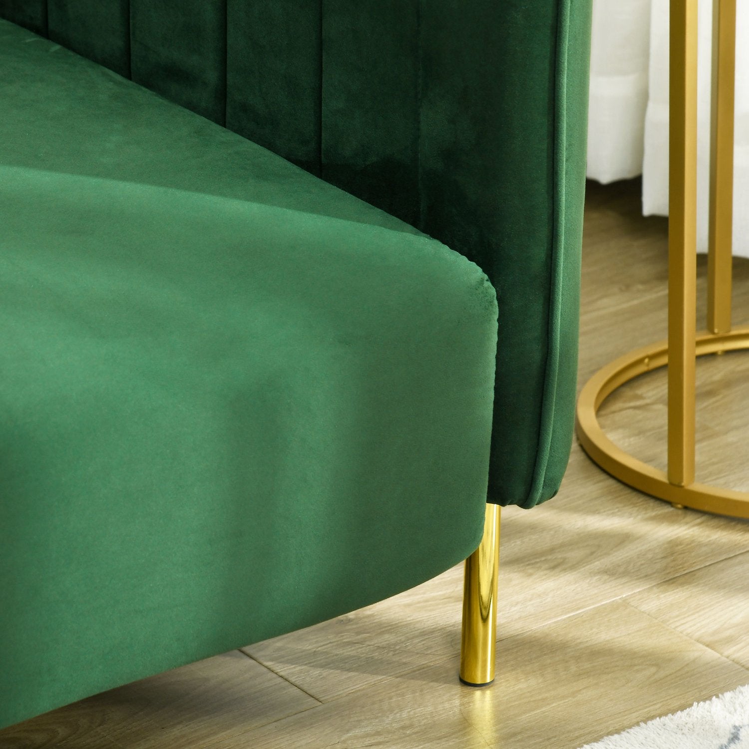 Grön 3-sits soffa i sammetslook med armstöd, 200 Cm