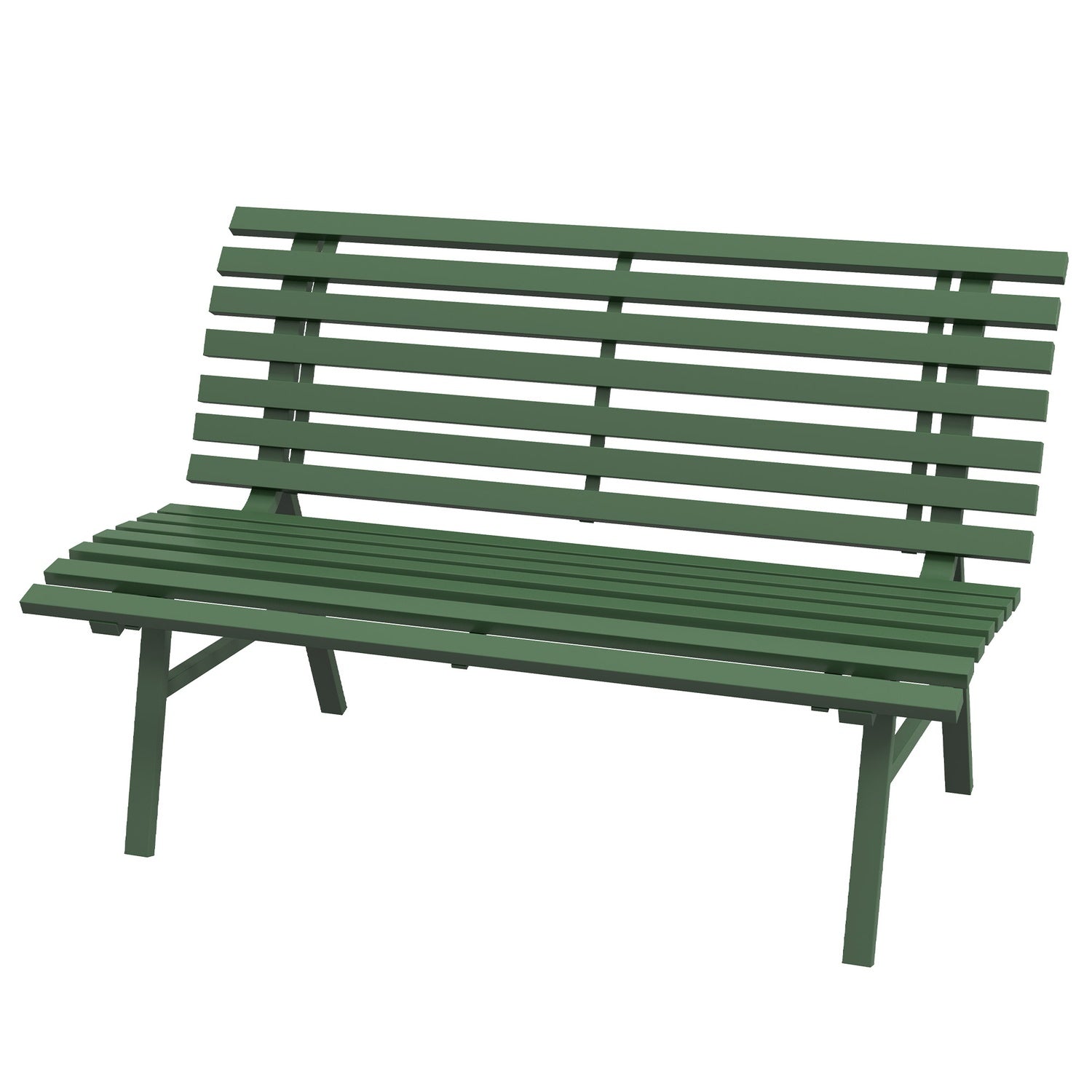 Grön aluminium parkbänk – 2-sits med ryggstöd
