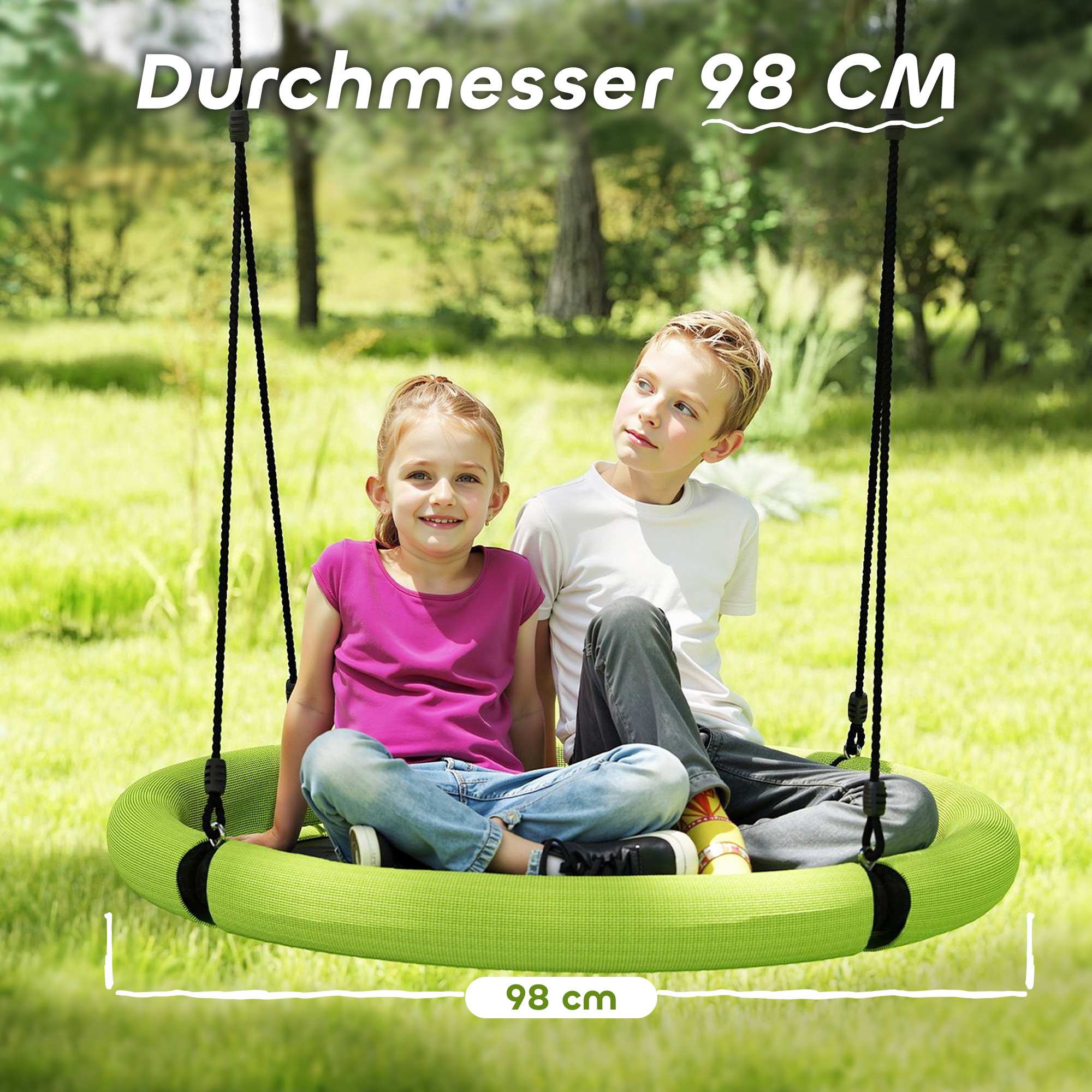Grön justerbar utomhusgunga, 98 cm, 150 kg kapacitet