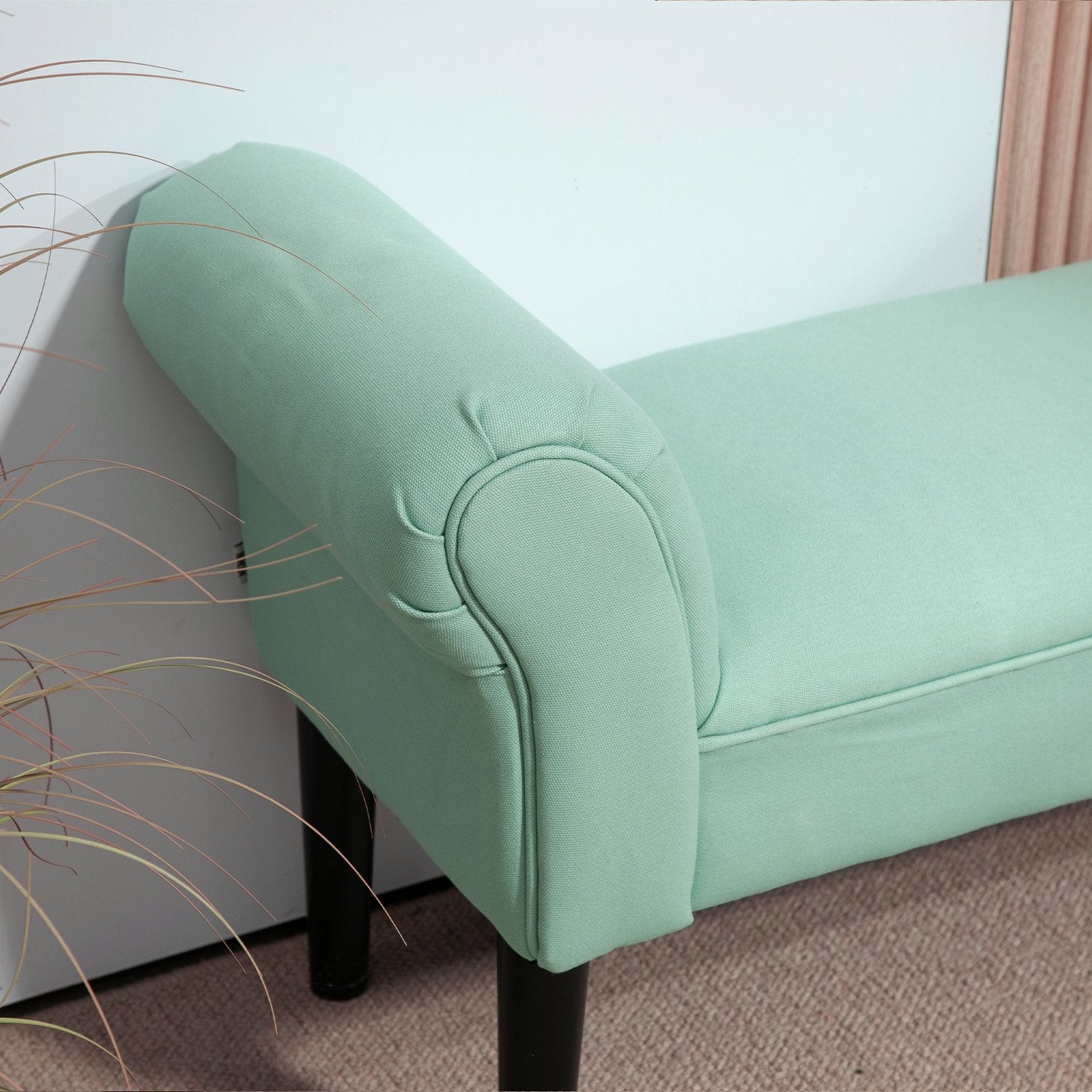 Grön stoppad hallbänk, 130 kg kapacitet, 102x36x51 cm