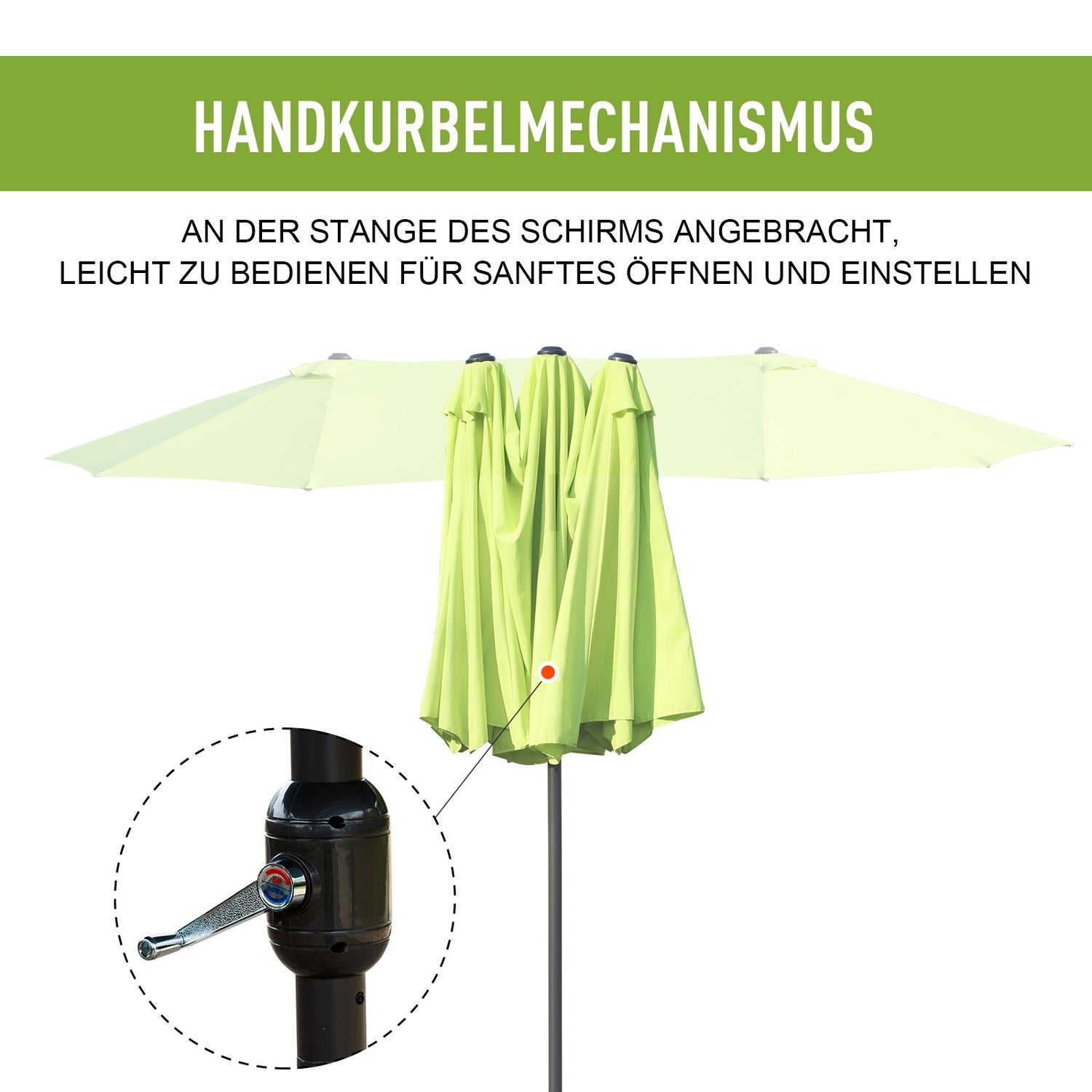 Grönt Dubbelt Parasoll Trädgårdsparaply, Handvev, Oval 460x270 Cm