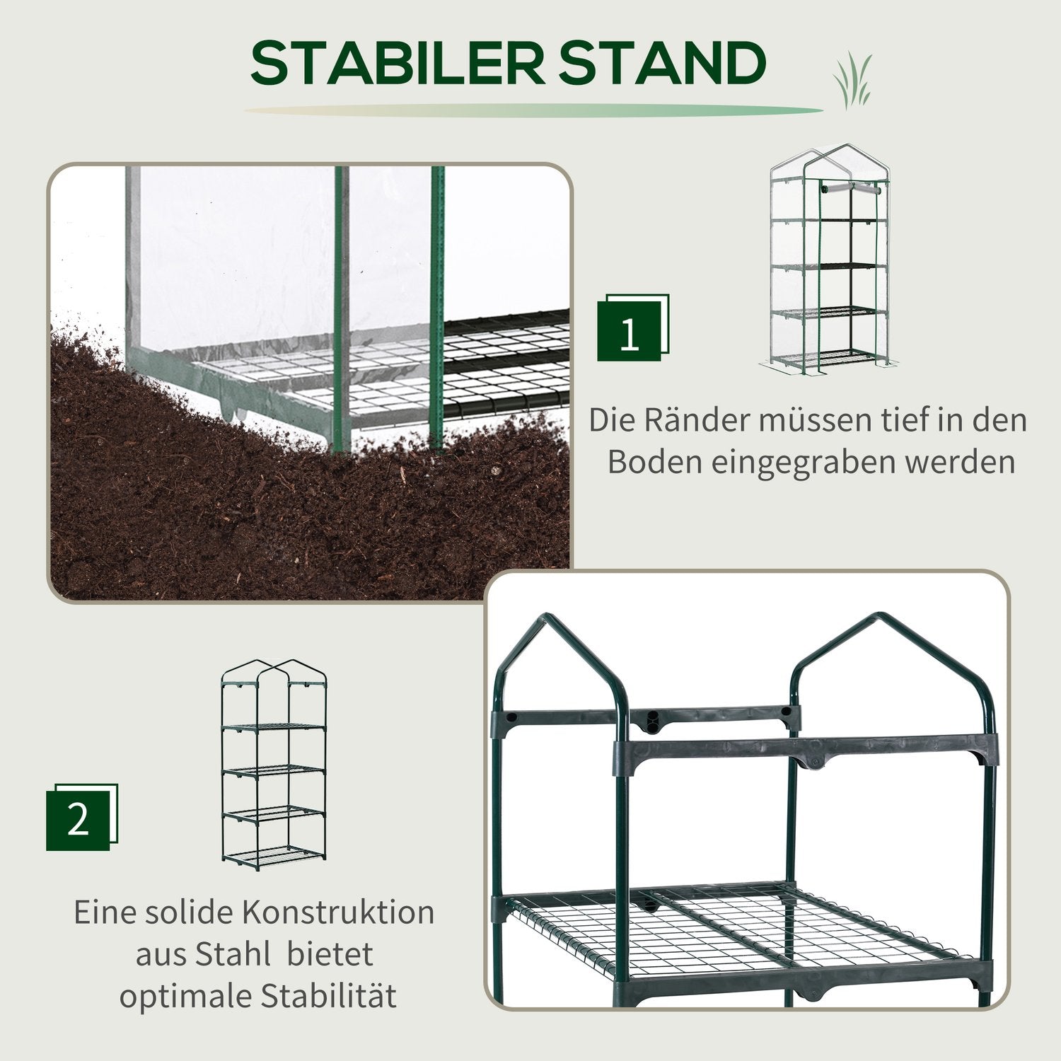 Grönt kallram Växthus för tomater, 4 hyllor, 70x50x160 cm