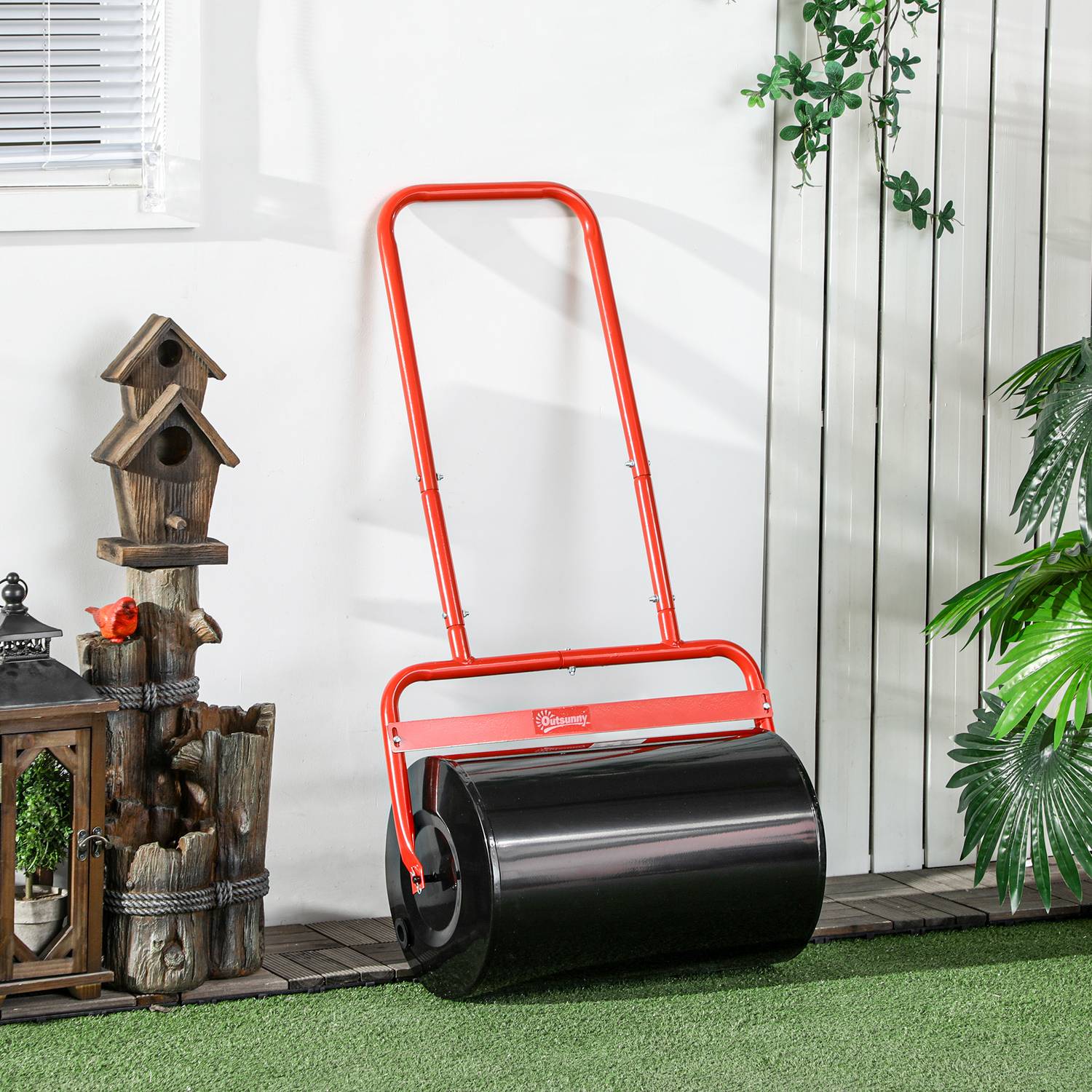 Gräsrulle 50cm, Stål, Fyll med vatten eller sand, Röd