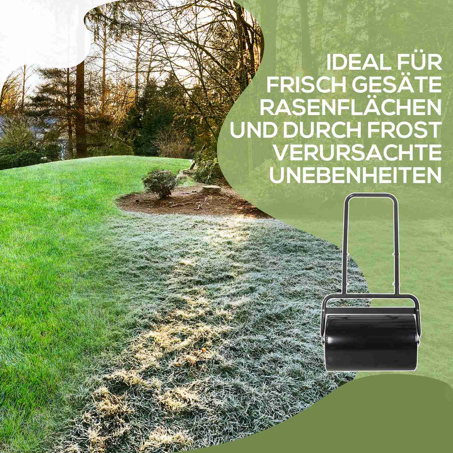 Gräsrulle med U-handtag, metall, 38L kapacitet